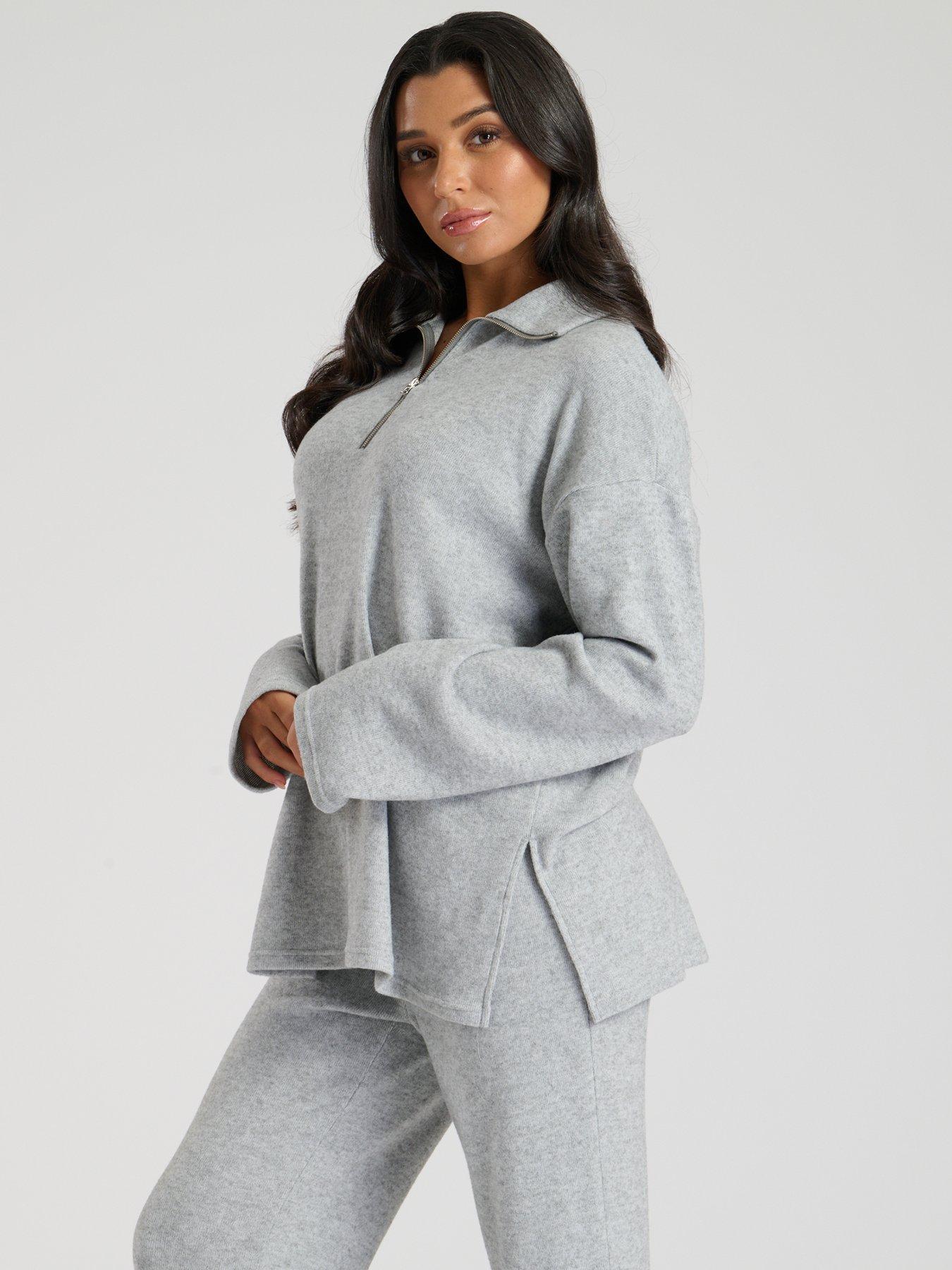 loungeable-loungeable-soft-knit-14-zip-top-greysilveroutfit