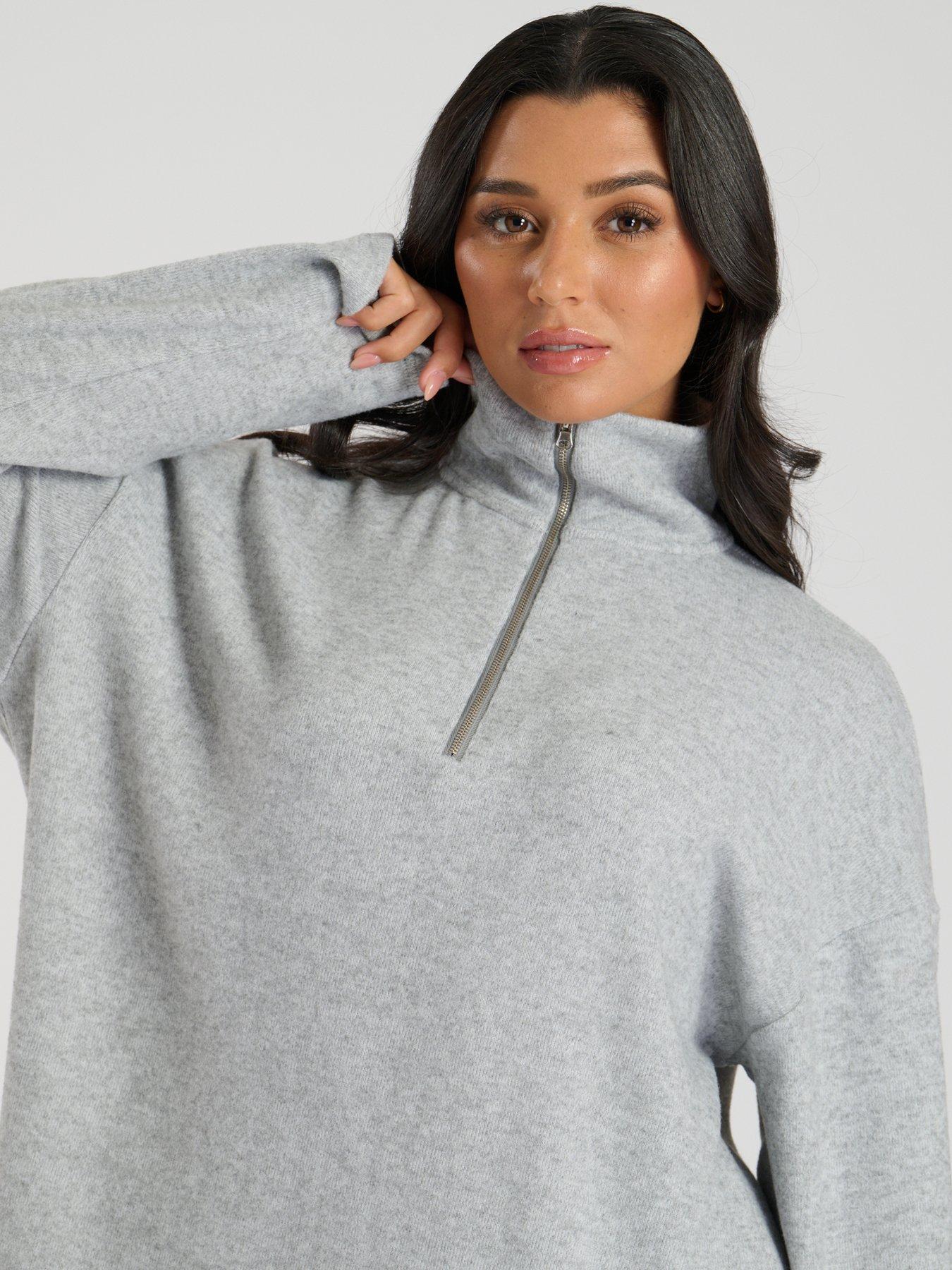 loungeable-loungeable-soft-knit-14-zip-top-greysilverdetail