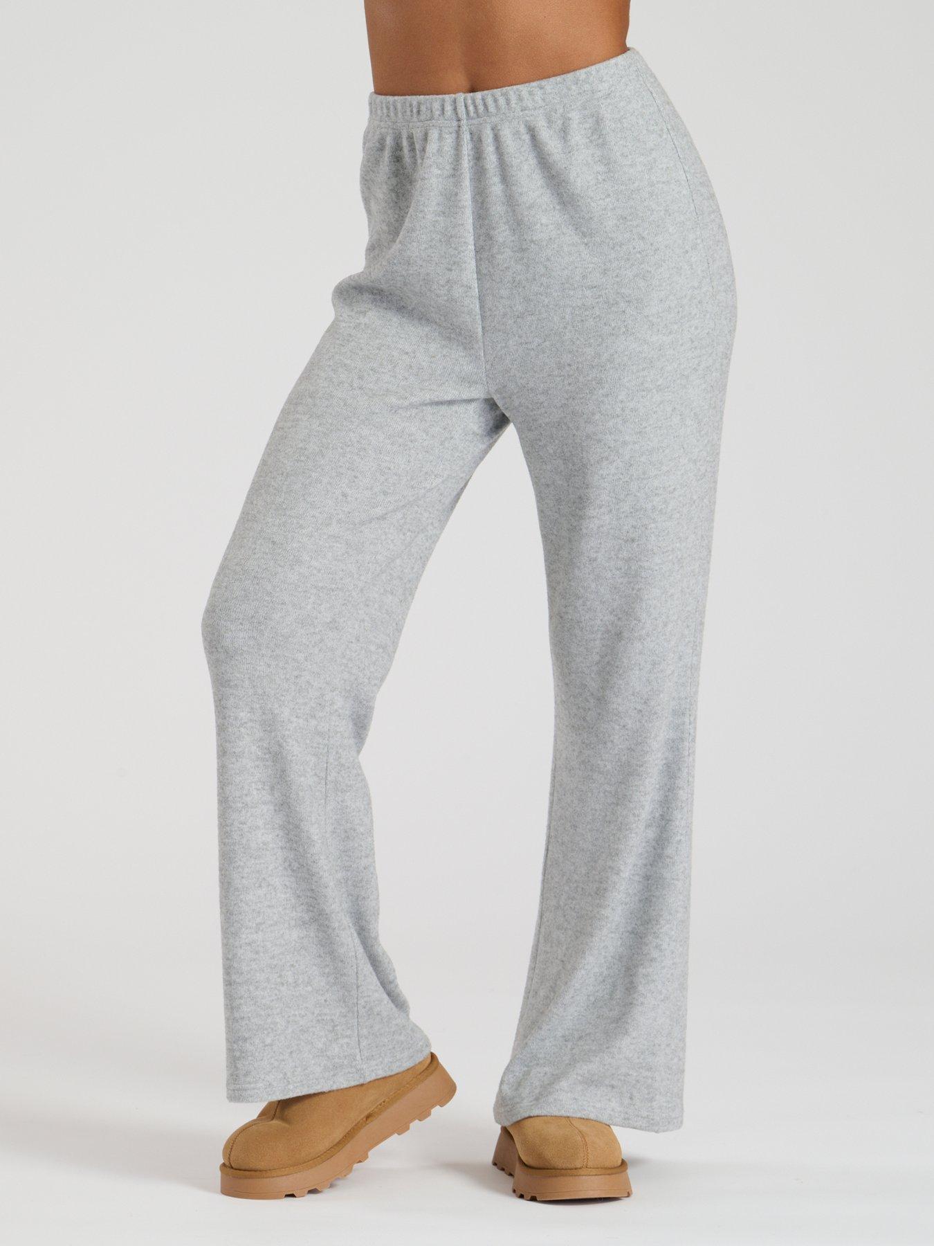 loungeable-loungeable-soft-knit-wide-leg-trouser-grey