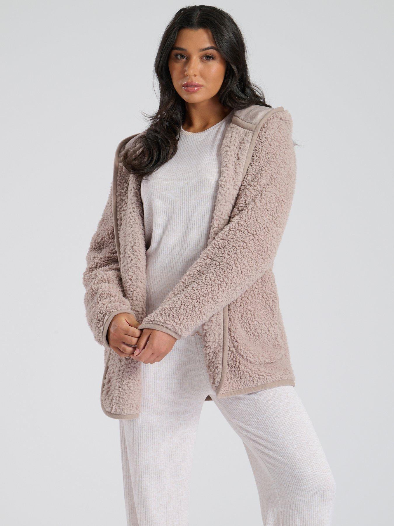 loungeable-loungeable-borg-button-lounge-hooded-cardigan-mink