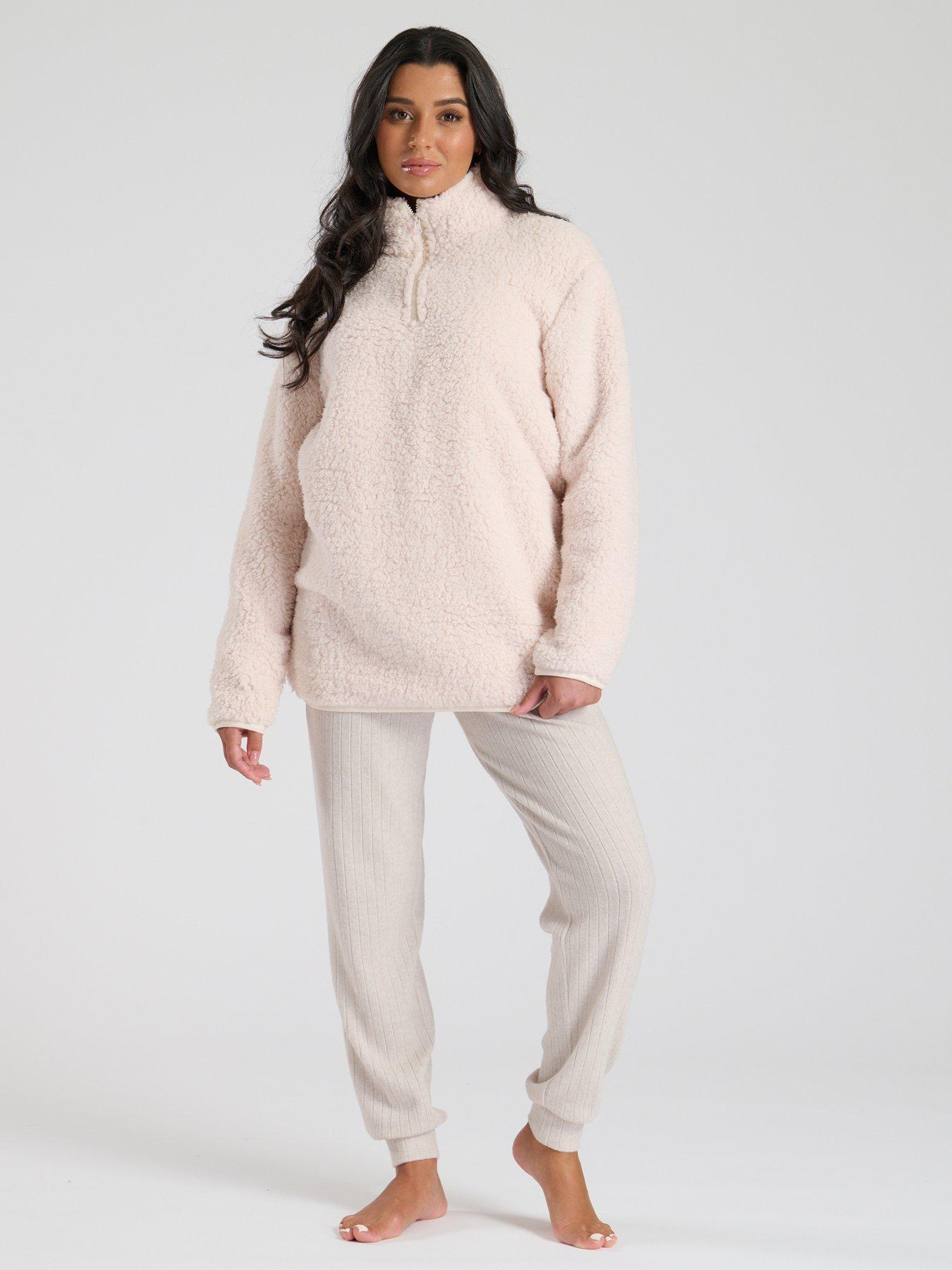 loungeable-loungeable-borg-14-zip-jumper-creamback