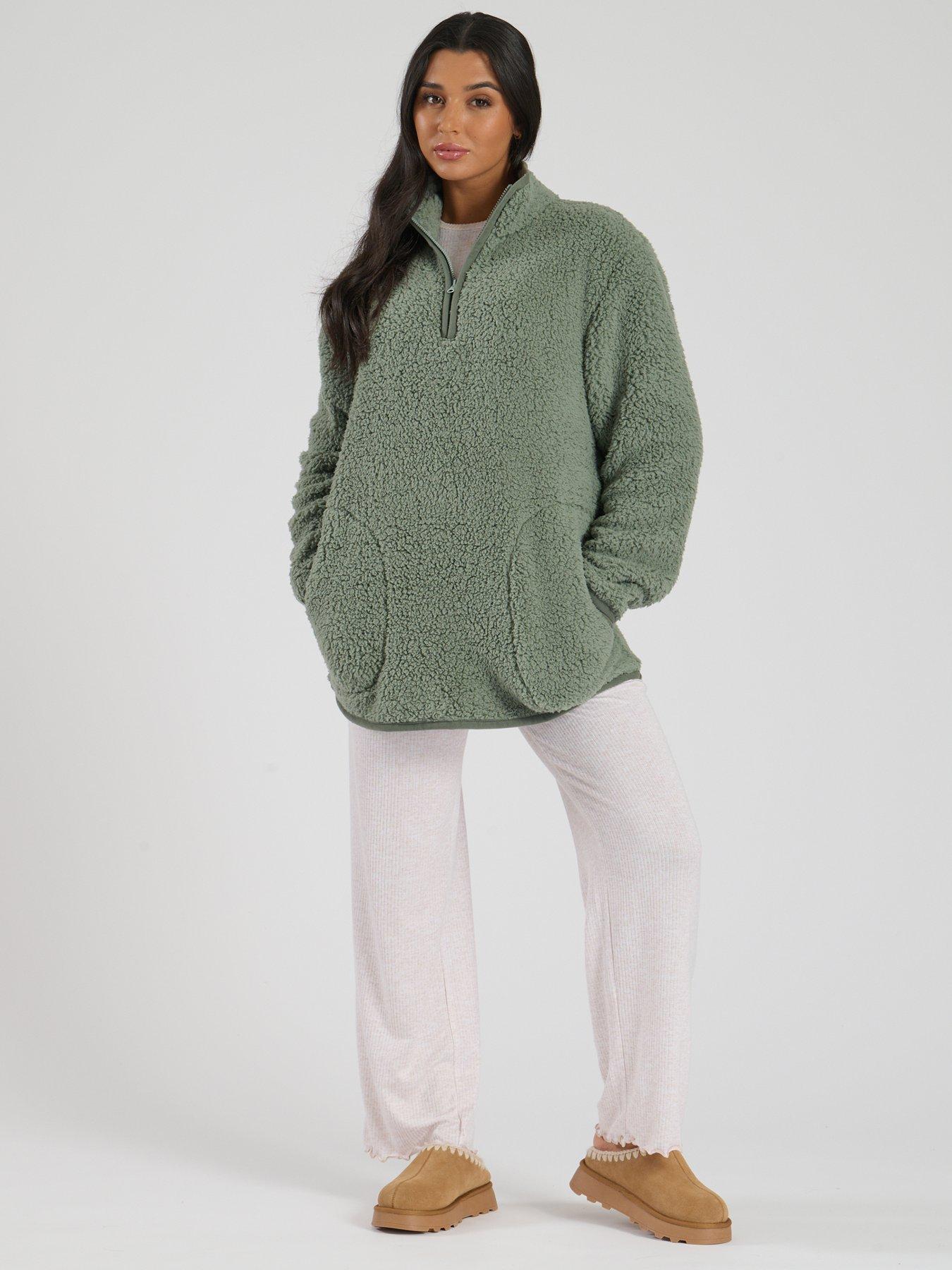 loungeable-loungeable-borg-14-zip-jumper-green