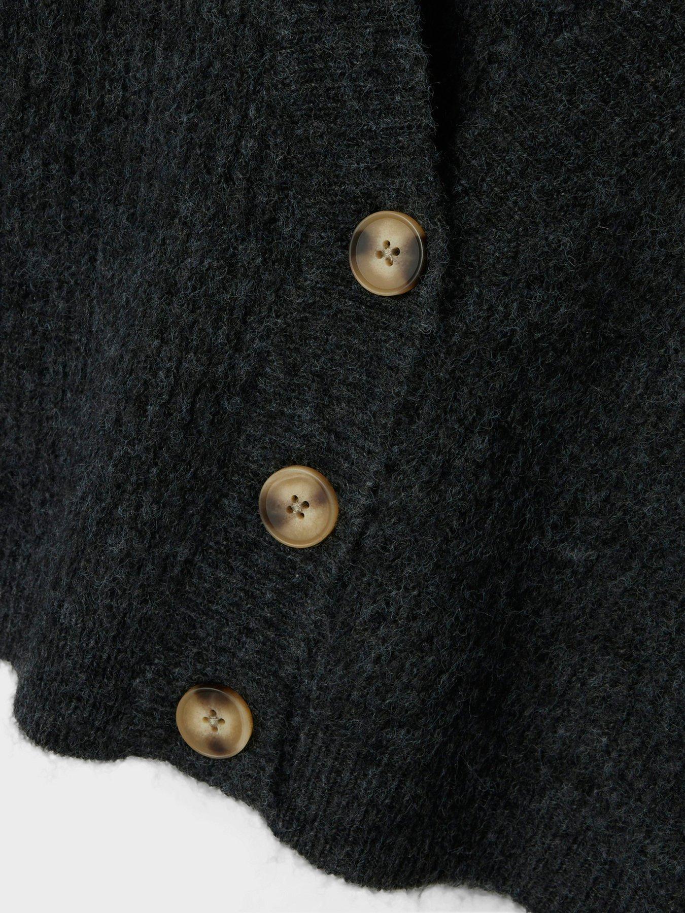 Image 3 of 3 of Name It Girls Boxy Knitted Cardigan - Dark Grey Melange