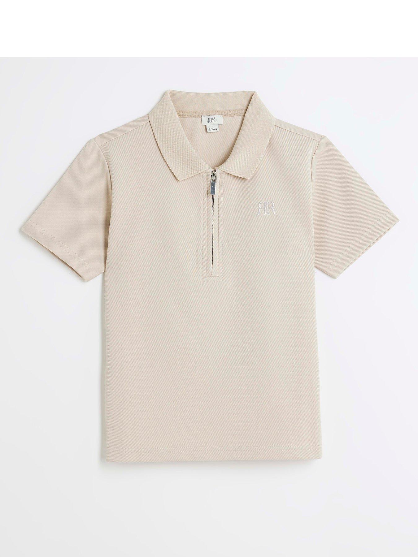 river-island-boys-half-zip-smart-polo-shirt-beige