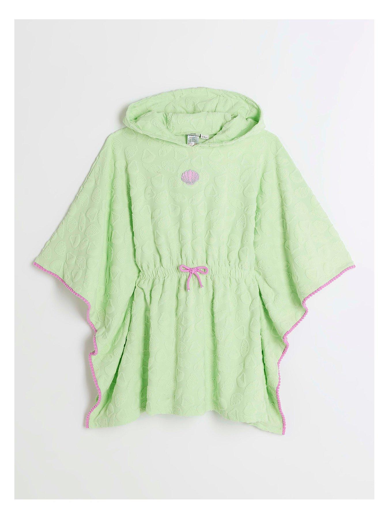 river-island-girls-shell-towelling-poncho-green