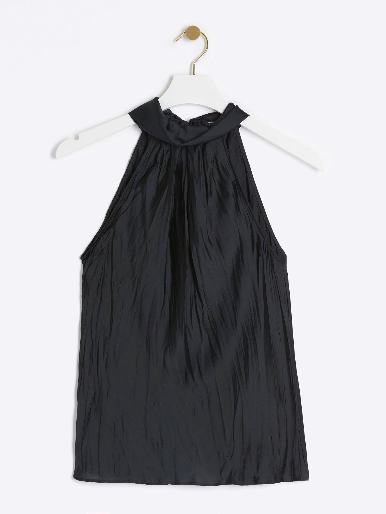 river-island-halter-neck-crinkle-satin-top-blackdetail