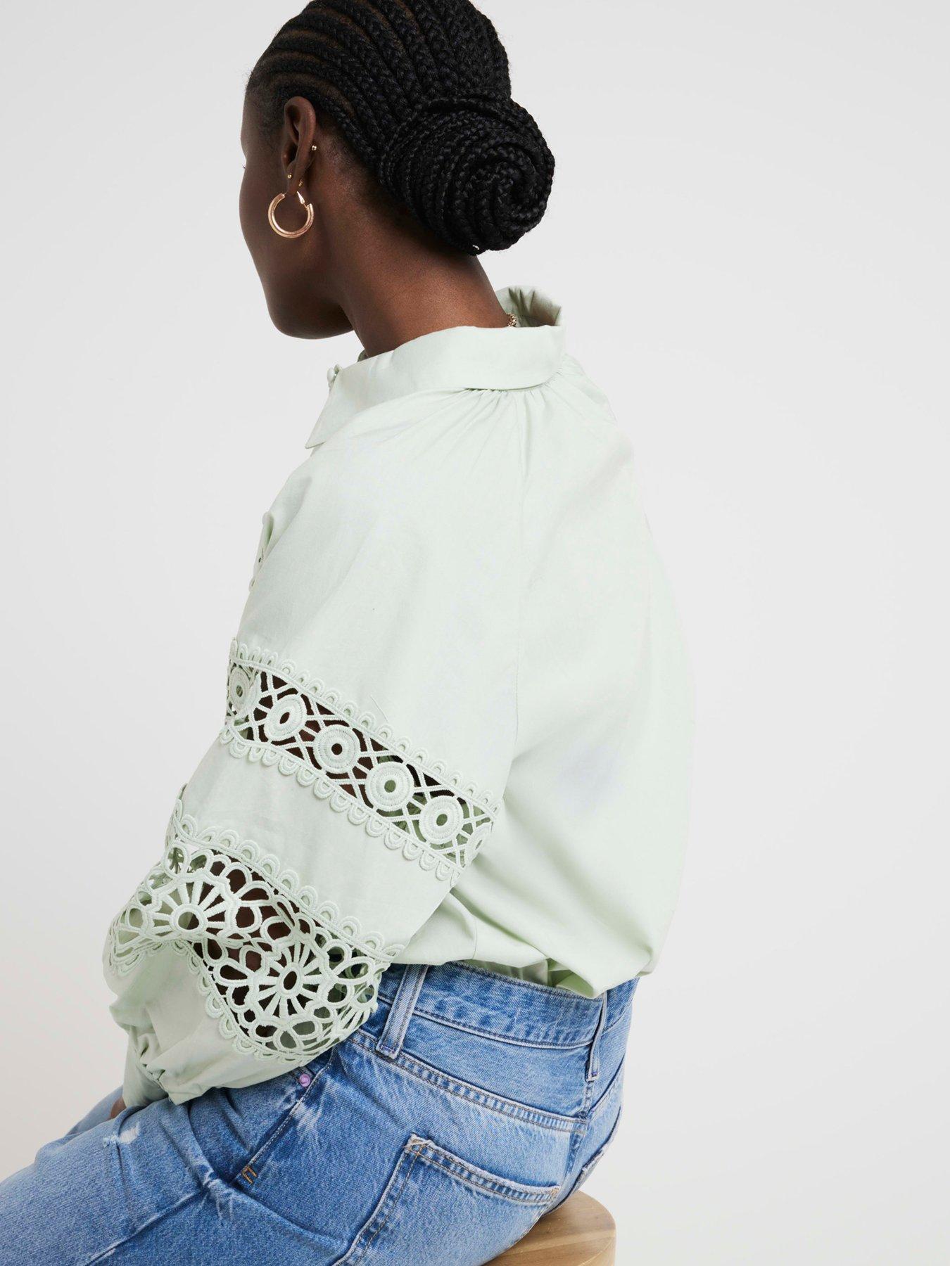 river-island-crochet-panel-oversized-shirt-light-greenstillFront