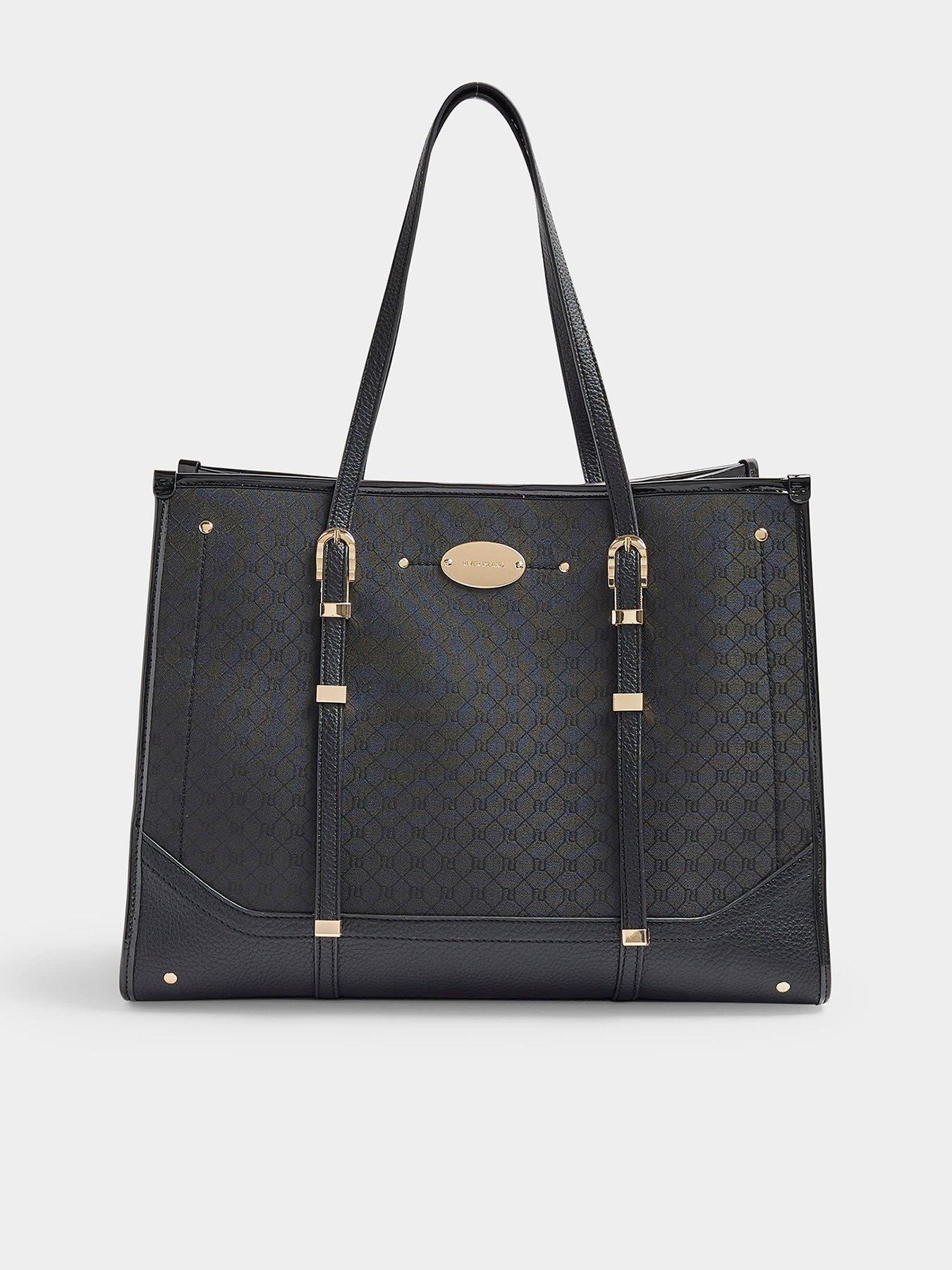 Jacquard Buckle Square Shopper Black