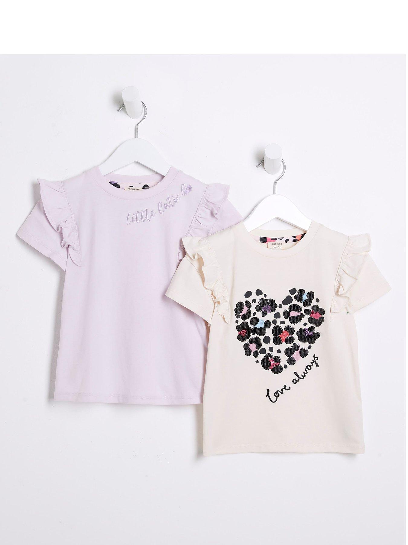 river-island-mini-mini-girls-sequin-frill-t-shirt-2-pack-creamfront