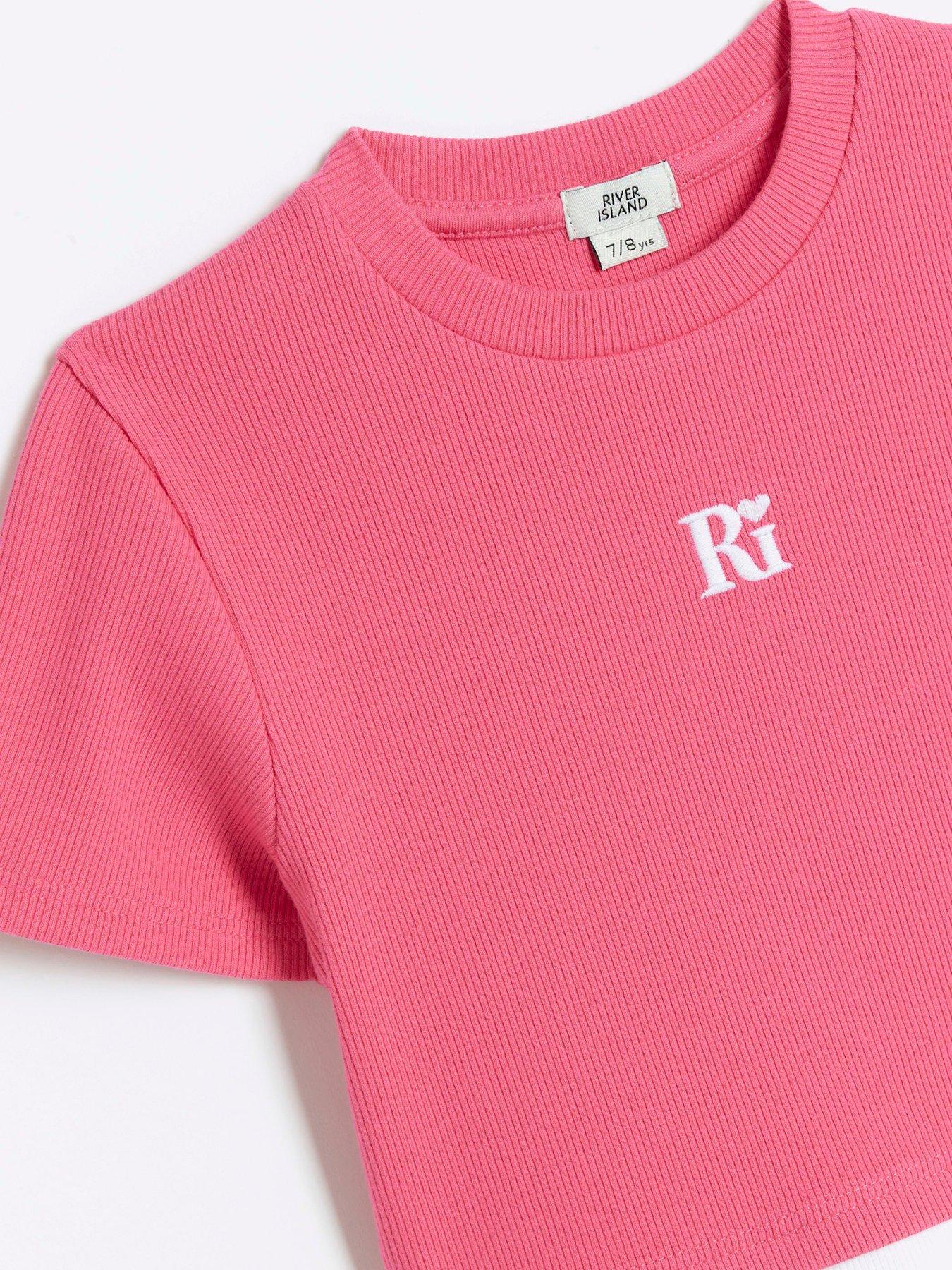 river-island-older-girl-ribbed-double-hem-t-shirt-pinkoutfit