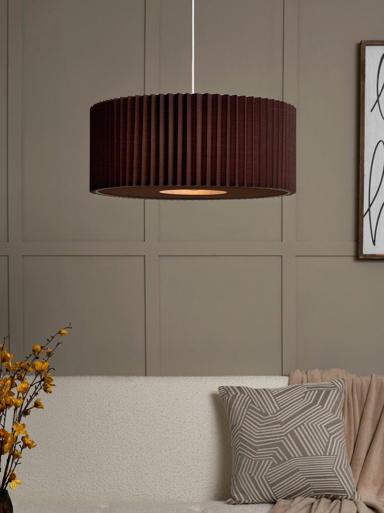 The Very Collection Large Knife Pleat Easy-Fit Light Shade with Diffuser – Dark Brown