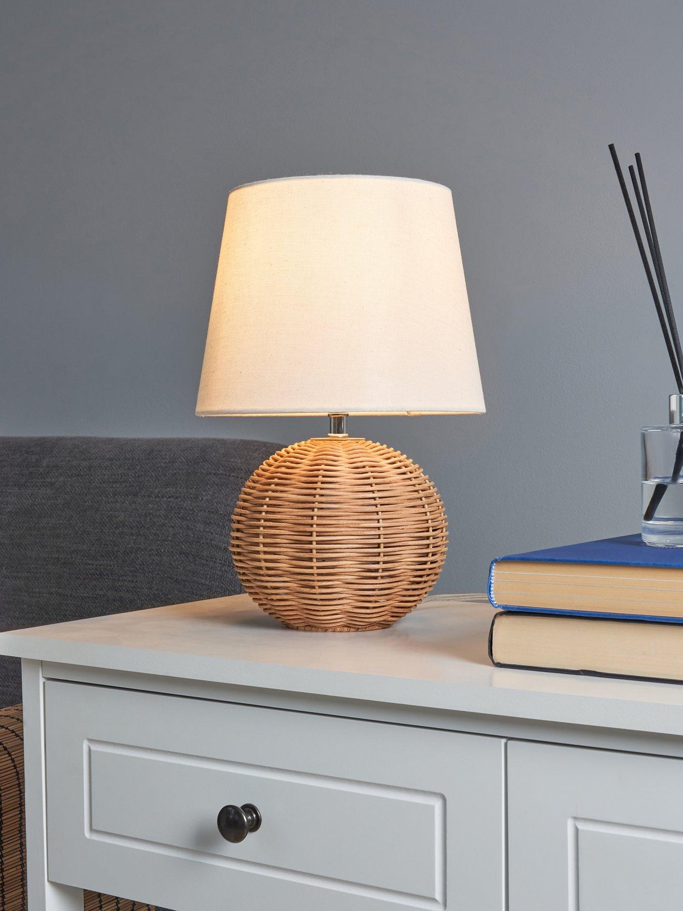 undefined Small Rattan Bedside Table Lamp