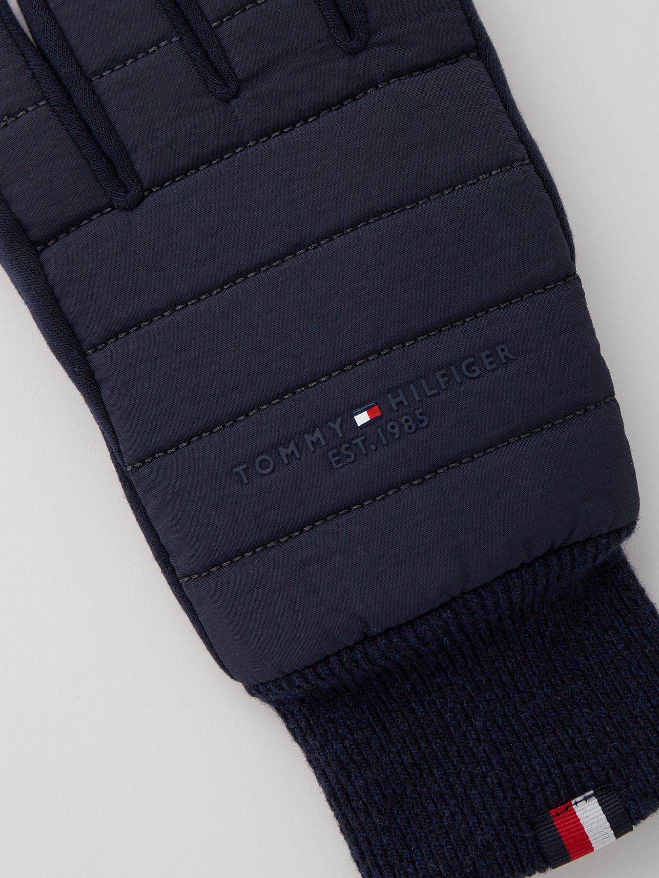 tommy-hilfiger-tommy-hilfiger-nylon-logo-knitted-gloves-navyoutfit