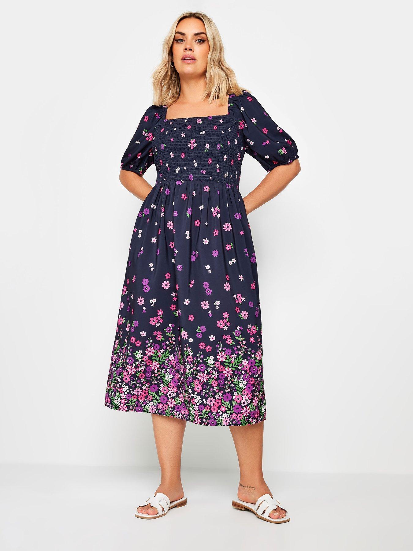 yours-shirred-square-neck-floral-dress-navypink