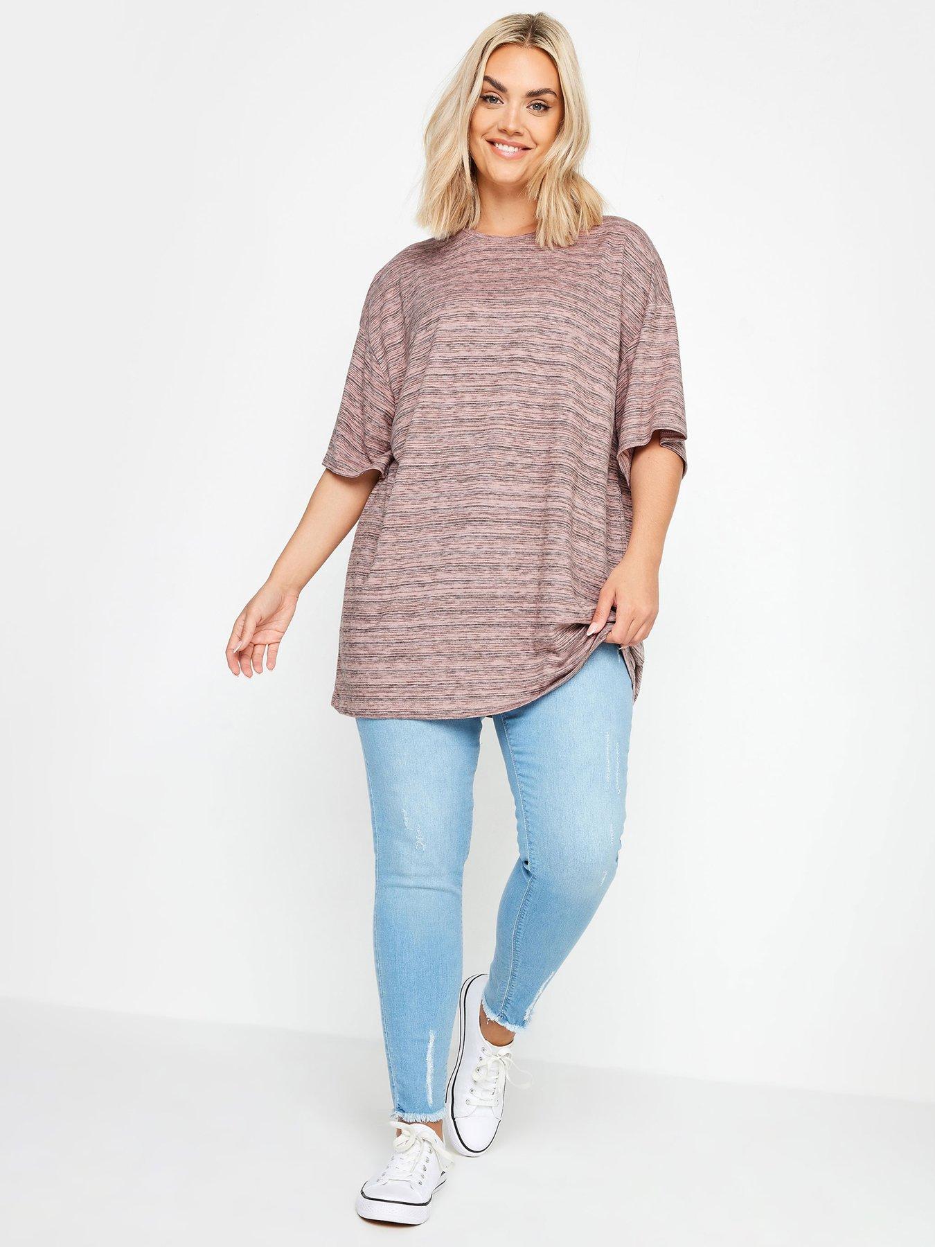 yours-striped-oversized-top-pinkback