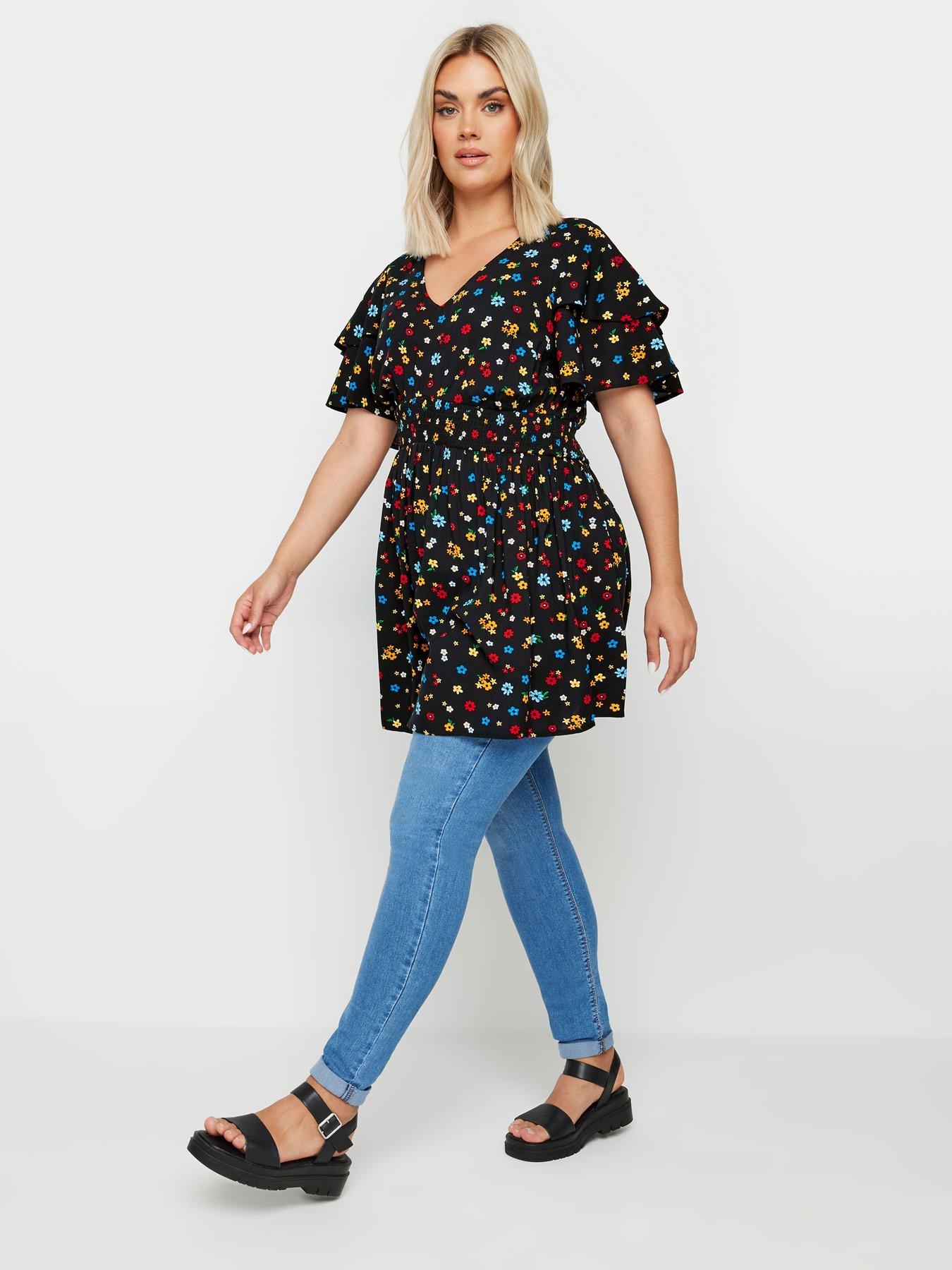 yours-flutter-sleeve-ditsy-top-blueback