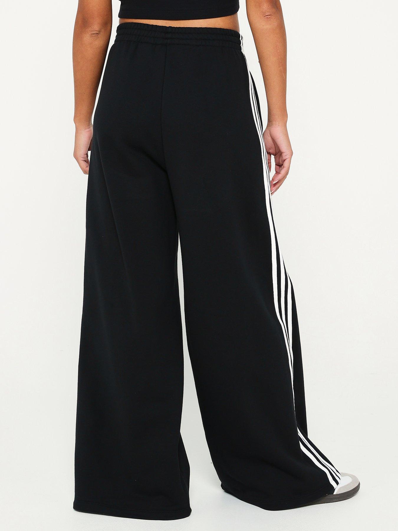 adidas-originals-womens-3-stripe-wide-leg-french-terry-pant-blackstillFront