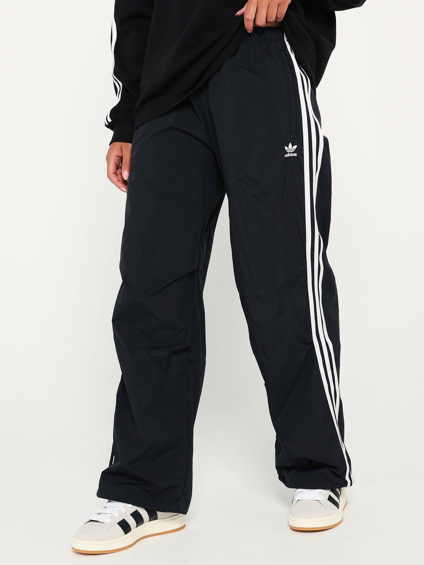adidas Originals Womens 3 Stripe Woven Parachute Pants - Black