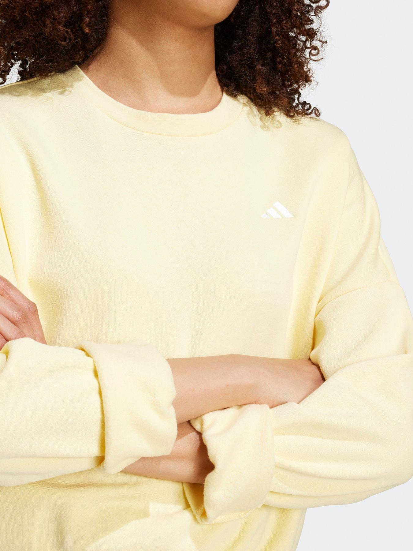 adidas-sportswear-womens-small-logo-feel-cosy-crew-sweat-yellowwhitedetail