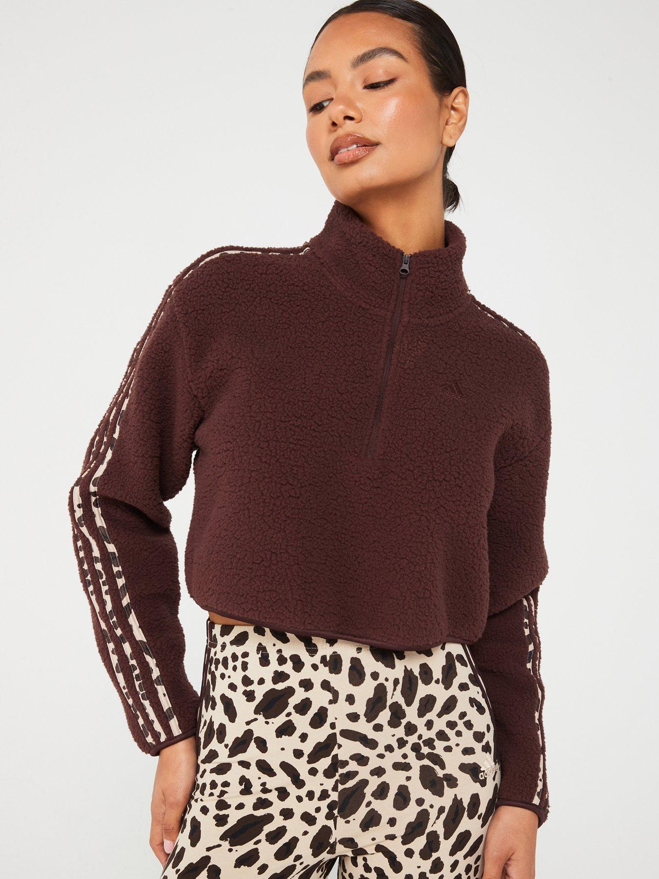 undefined Womens Animal 3 Stripe 1/4 Zip - Brown