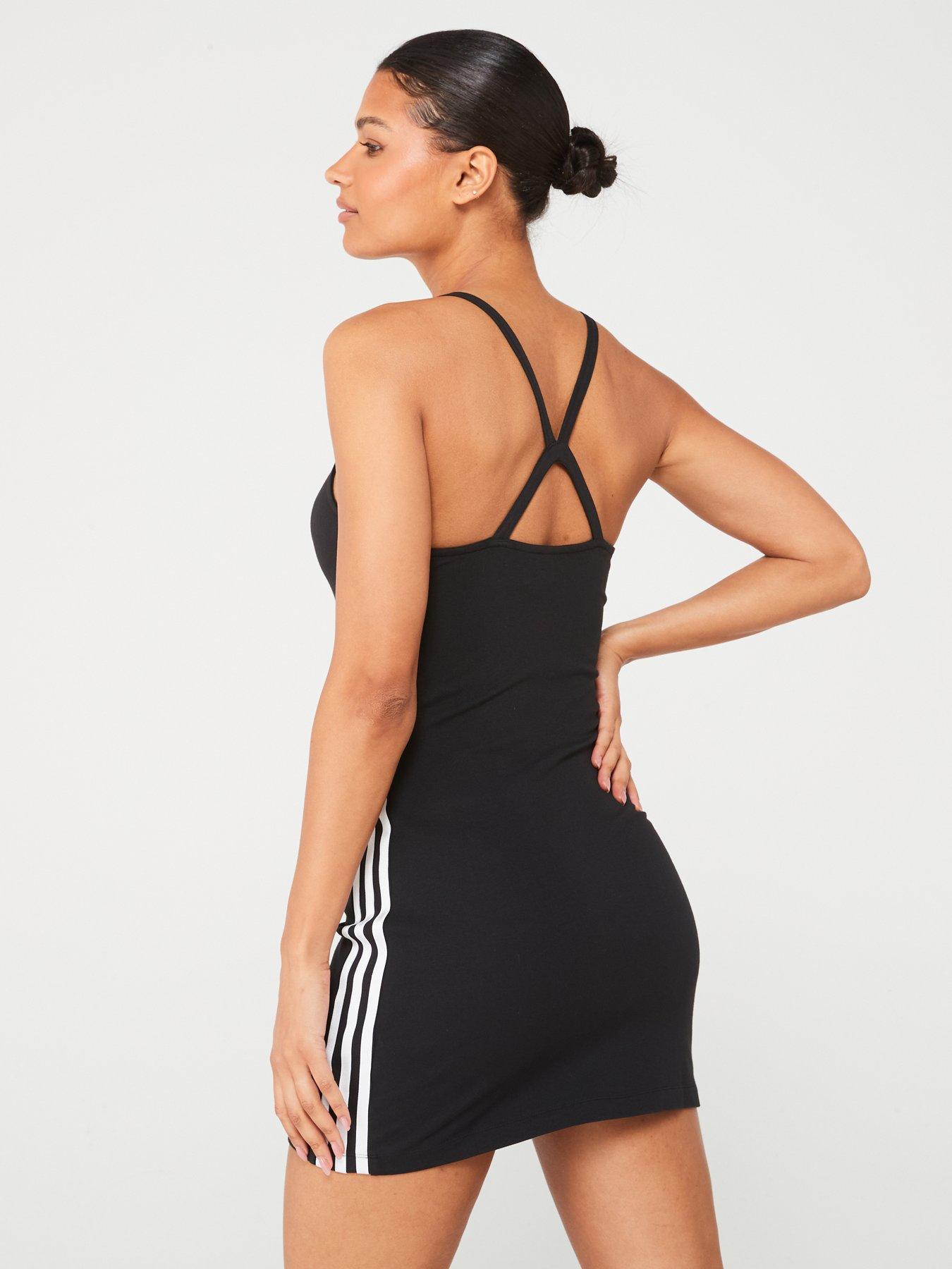 Adidas originals adicolor three stripe mini dress in black sale