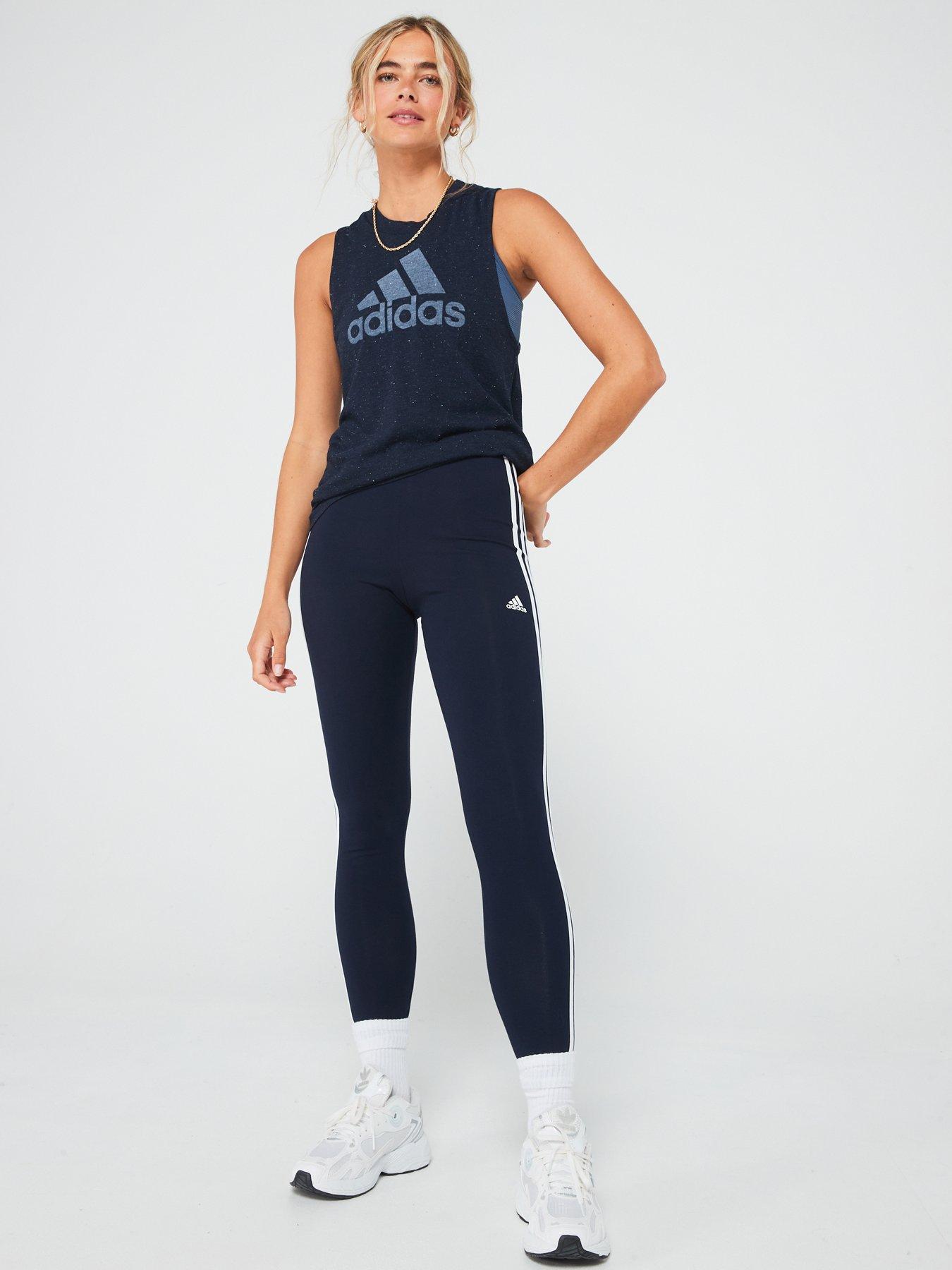 adidas-sportswear-womens-3-stripe-high-waisted-legging-navywhiteoutfit