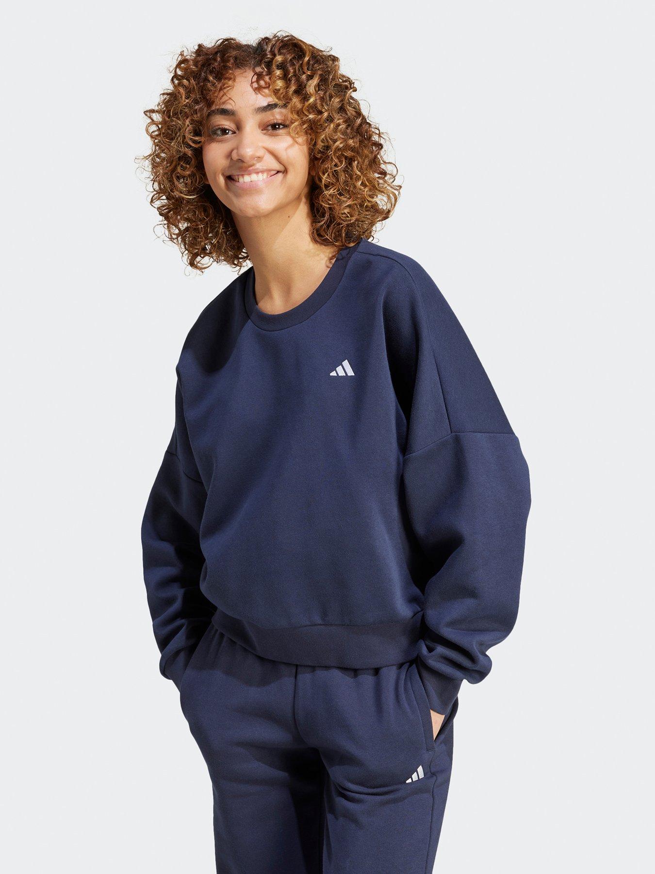 adidas-sportswear-womens-small-logo-feel-cozy-crew-sweat-navywhite