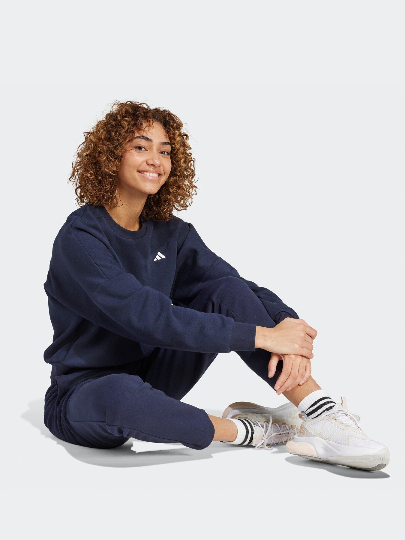 adidas-sportswear-womens-small-logo-feel-cozy-crew-sweat-navywhiteback