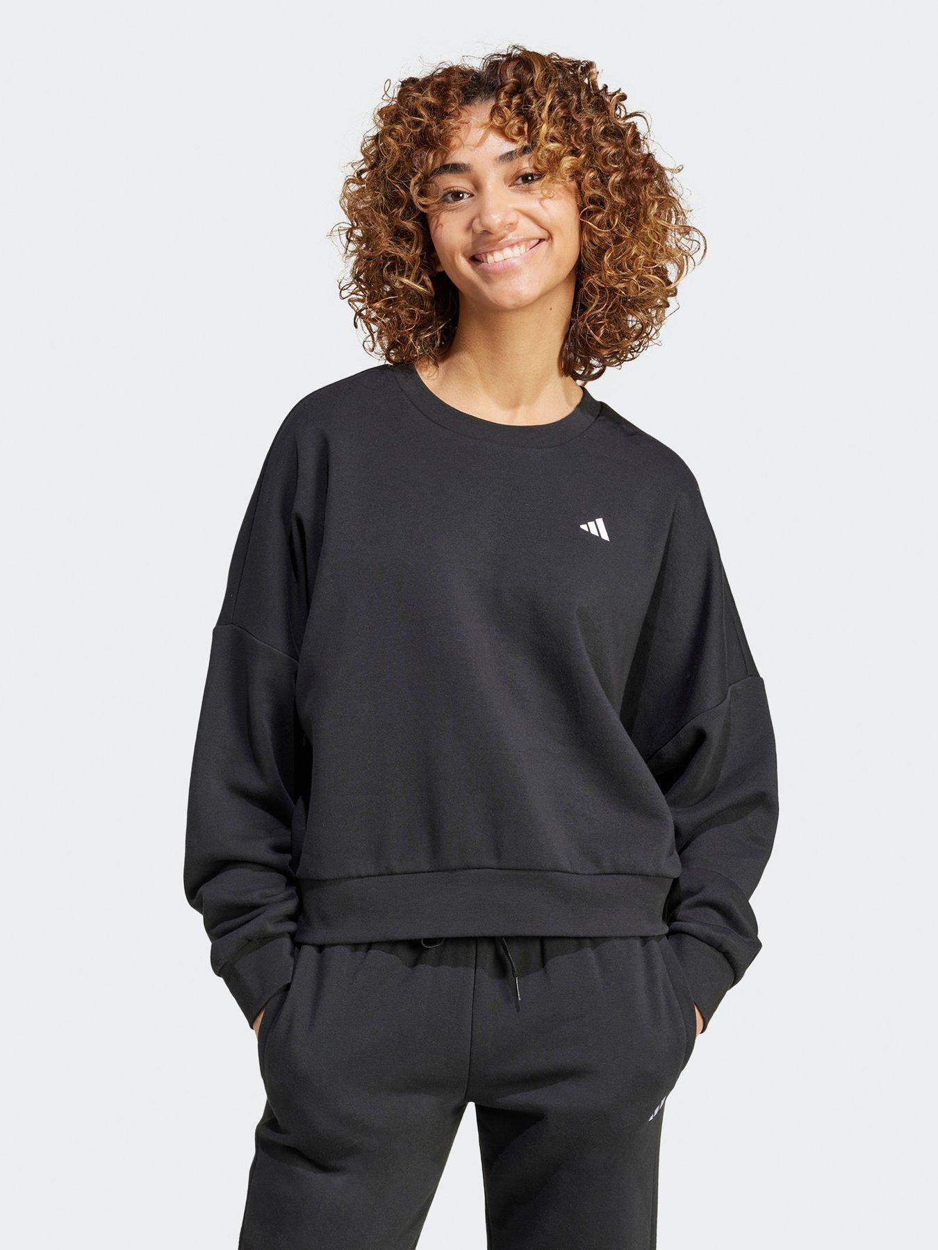 adidas-sportswear-womens-small-logo-feel-cozy-crew-sweat-blackwhite