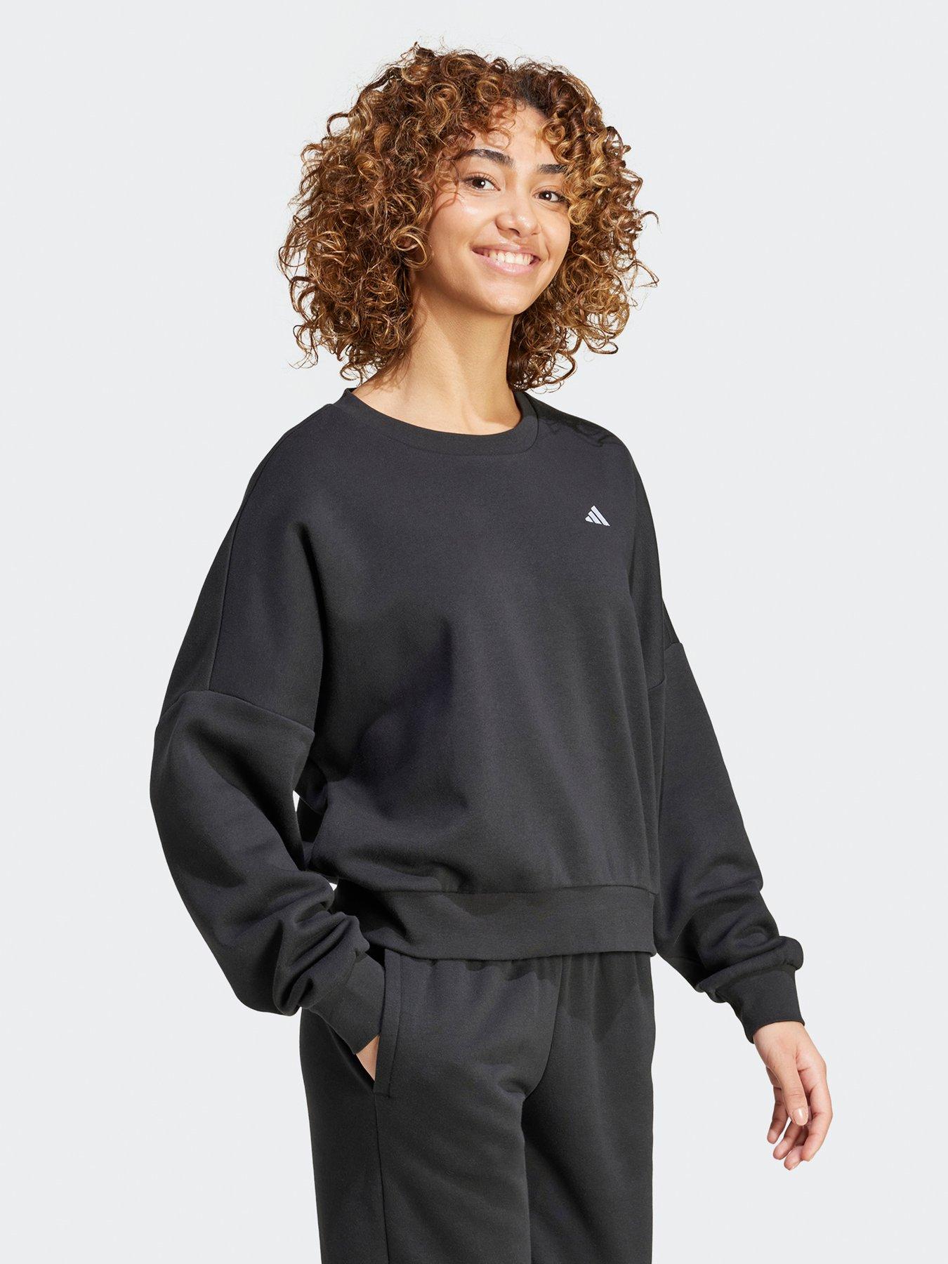 adidas-sportswear-womens-small-logo-feel-cozy-crew-sweat-blackwhiteback