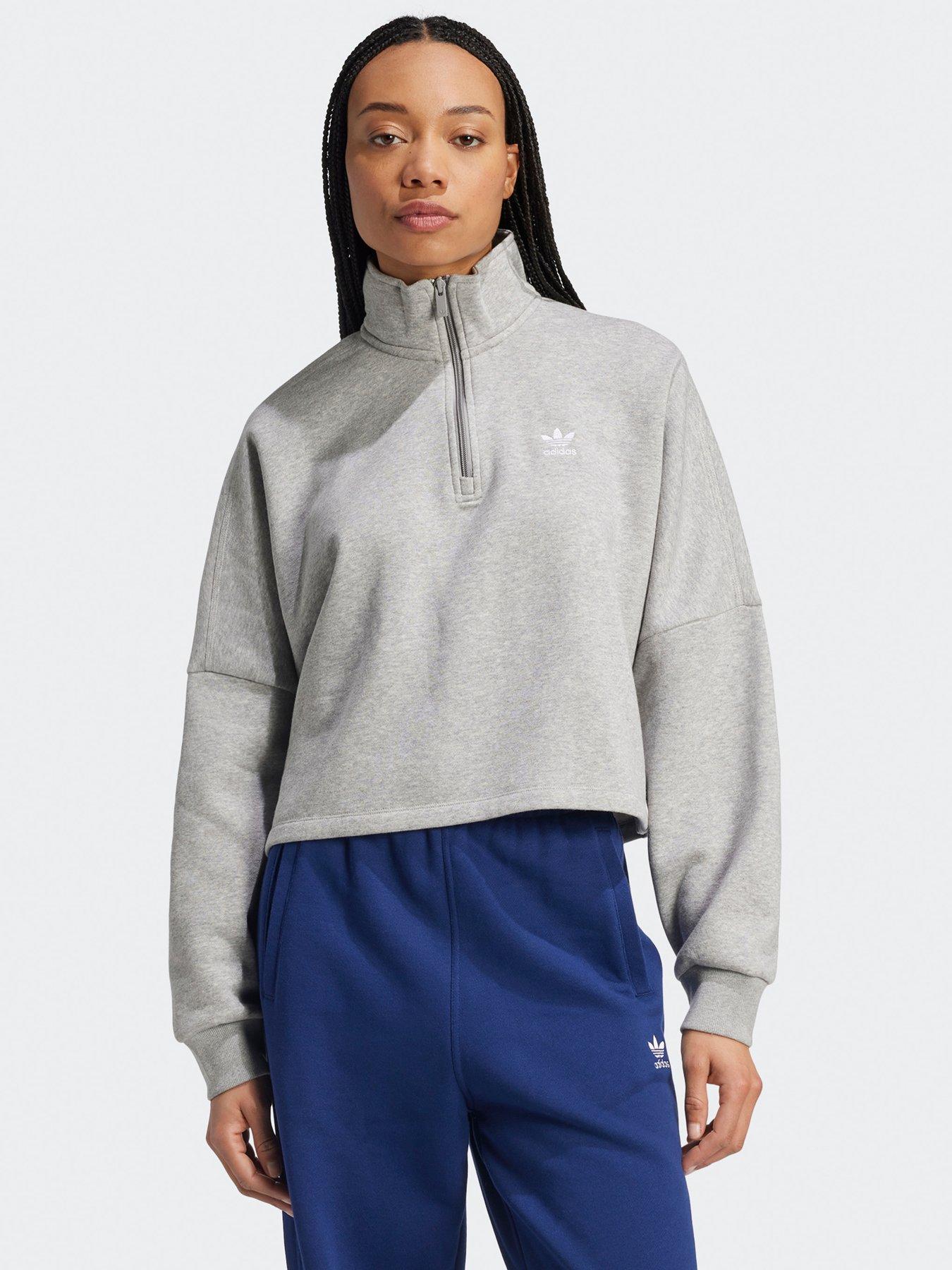adidas Originals Womens Essentials Half Zip Fleece - Medium Grey Heather