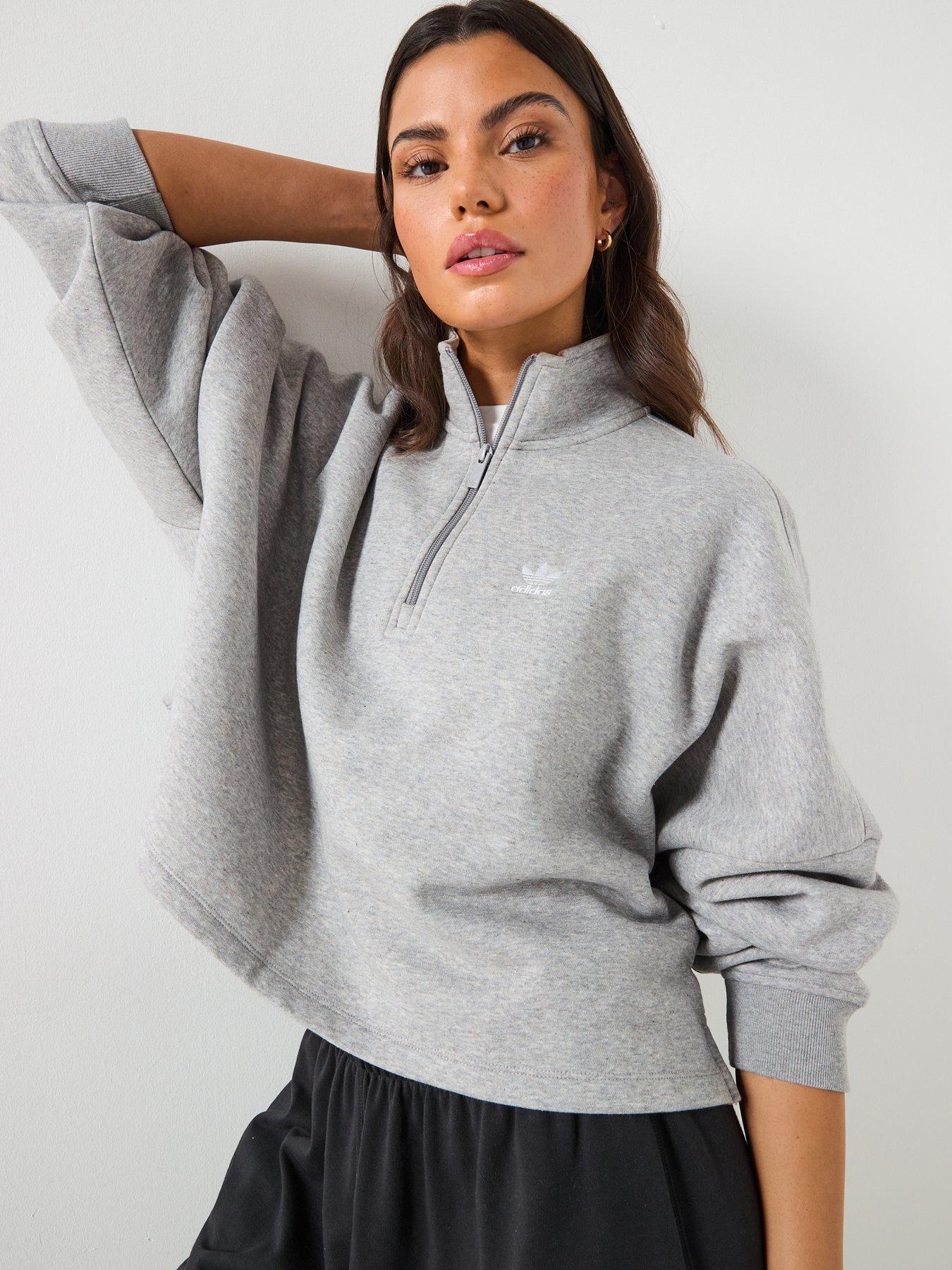 adidas Originals Womens Essentials Half Zip Fleece - Medium Grey Heather