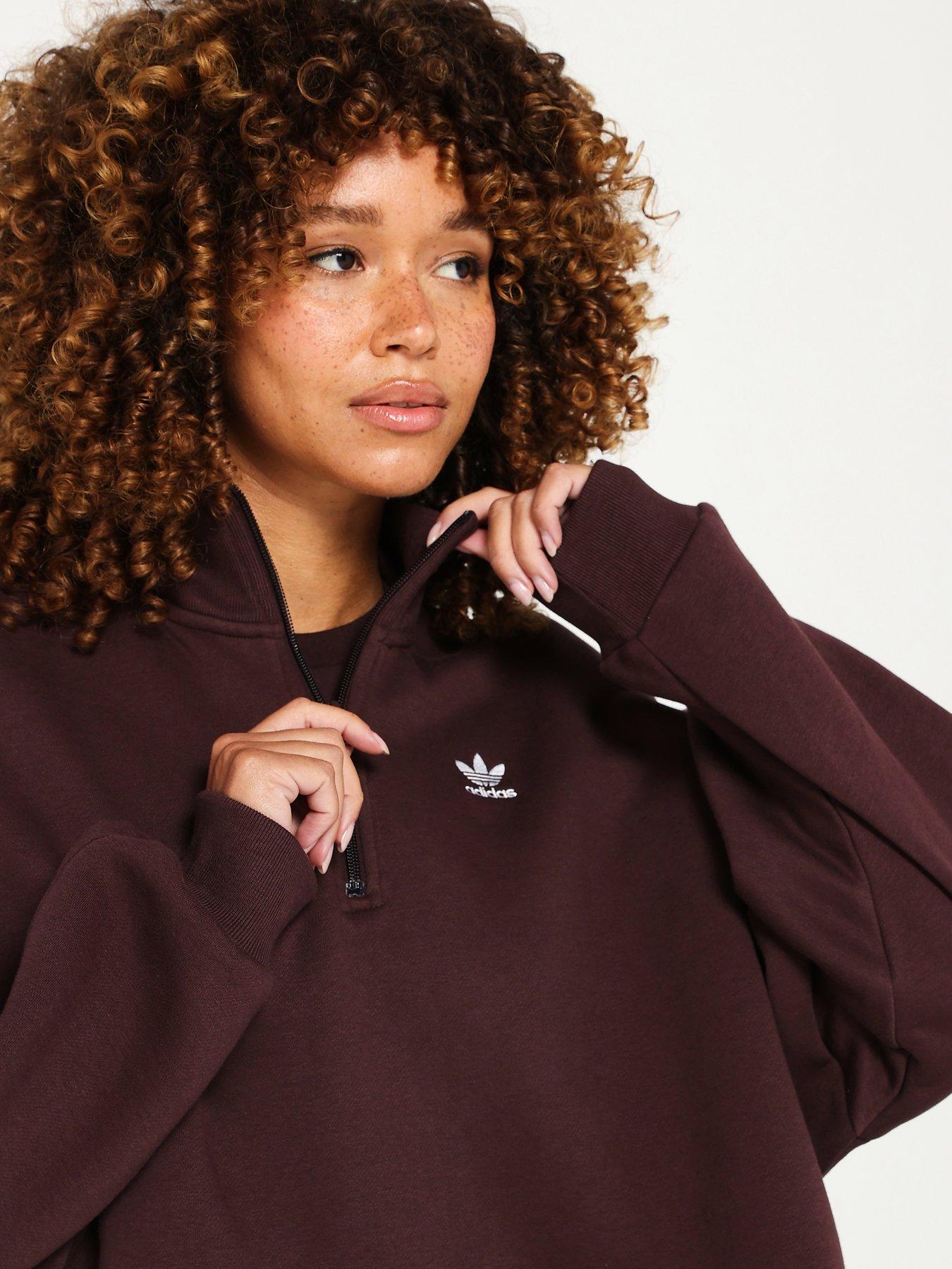 adidas-originals-womens-essentials-half-zip-fleece-browndetail