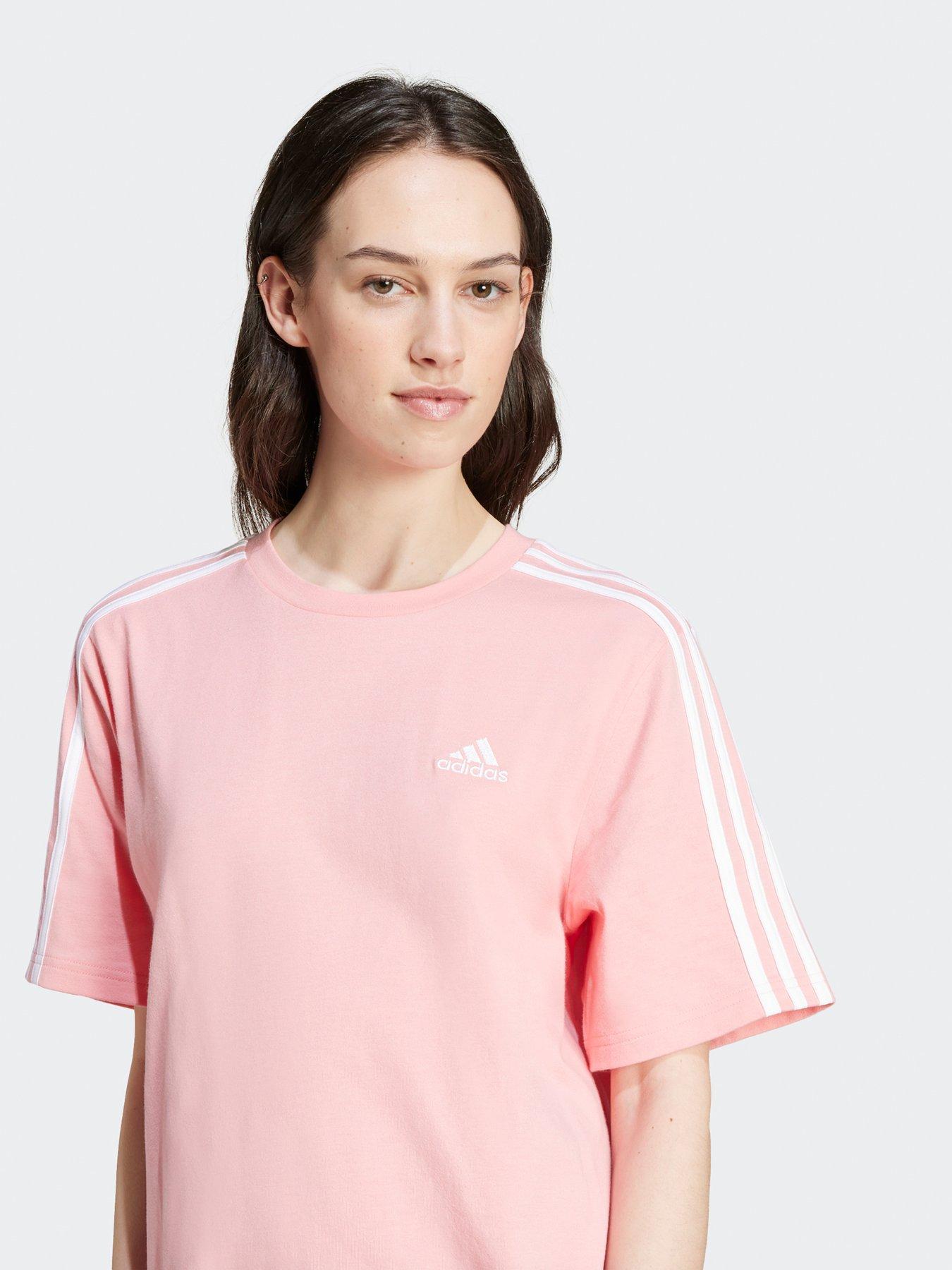 adidas-sportswear-womens-3-stripe-boyfriend-tee-dress-pinkoutfit