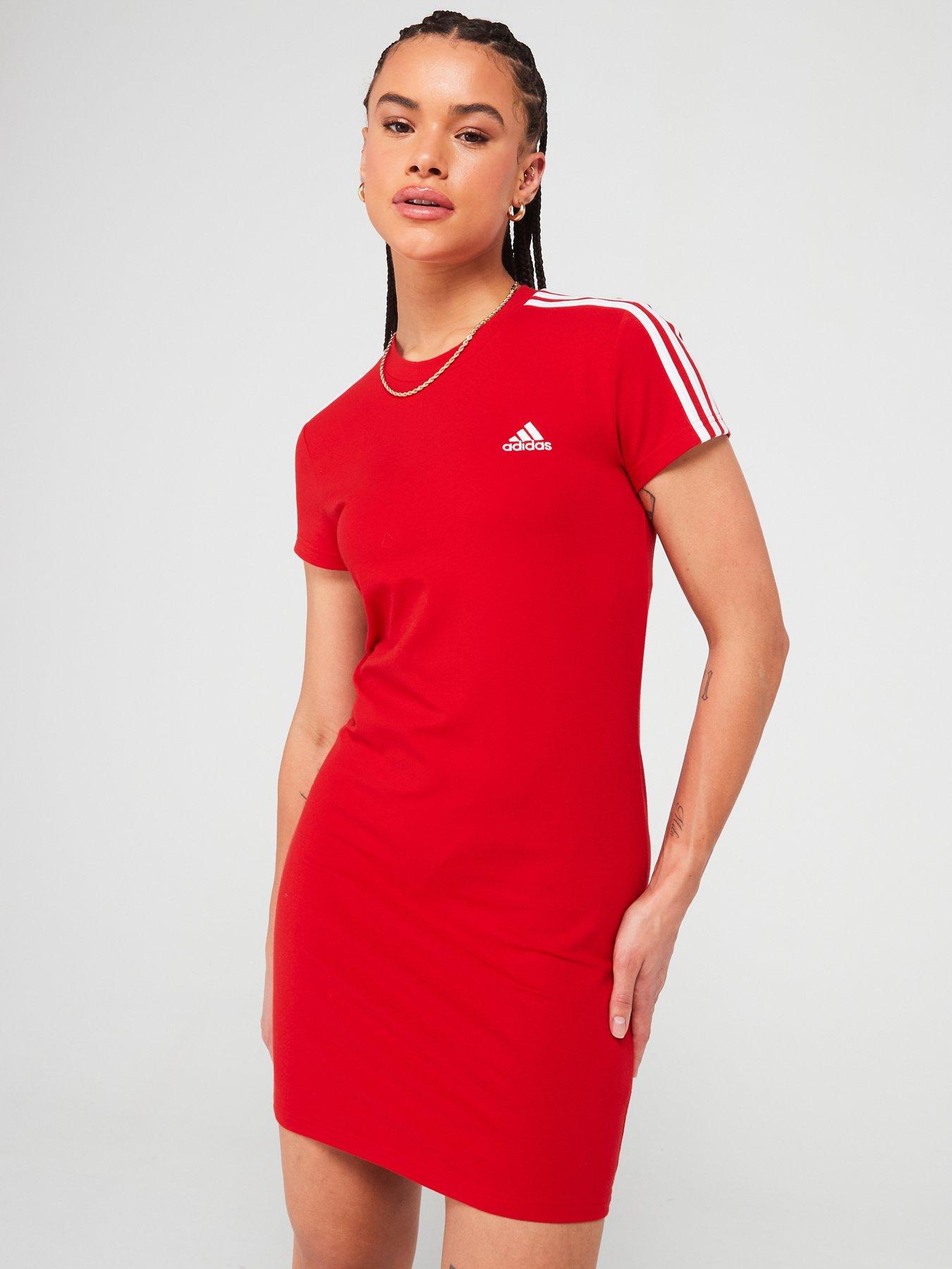 adidas Sportswear Women s 3 Stripe Boyfriend Tee Dress Red Very Ireland