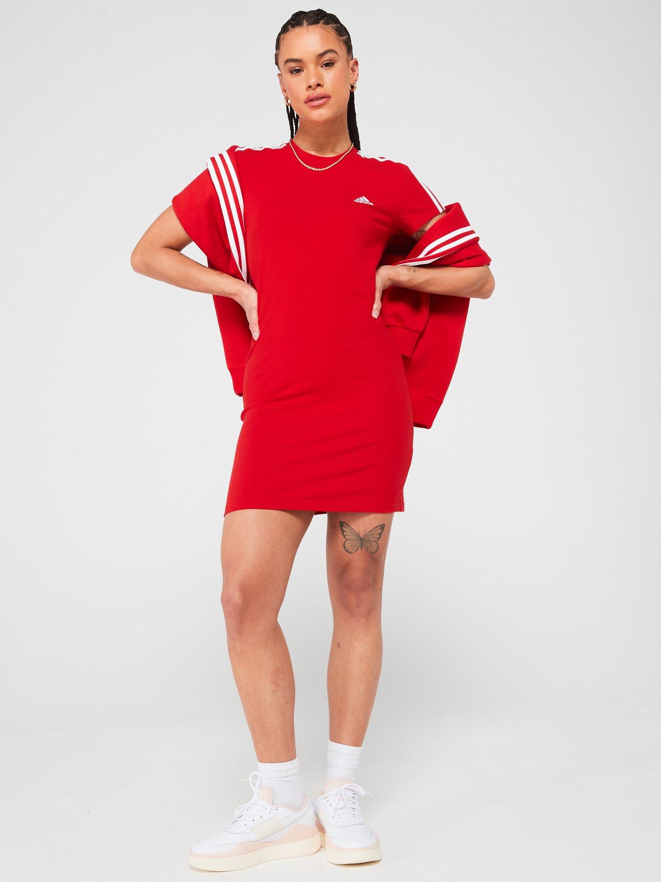 adidas-sportswear-womens-3-stripe-fitted-tee-dress-redback