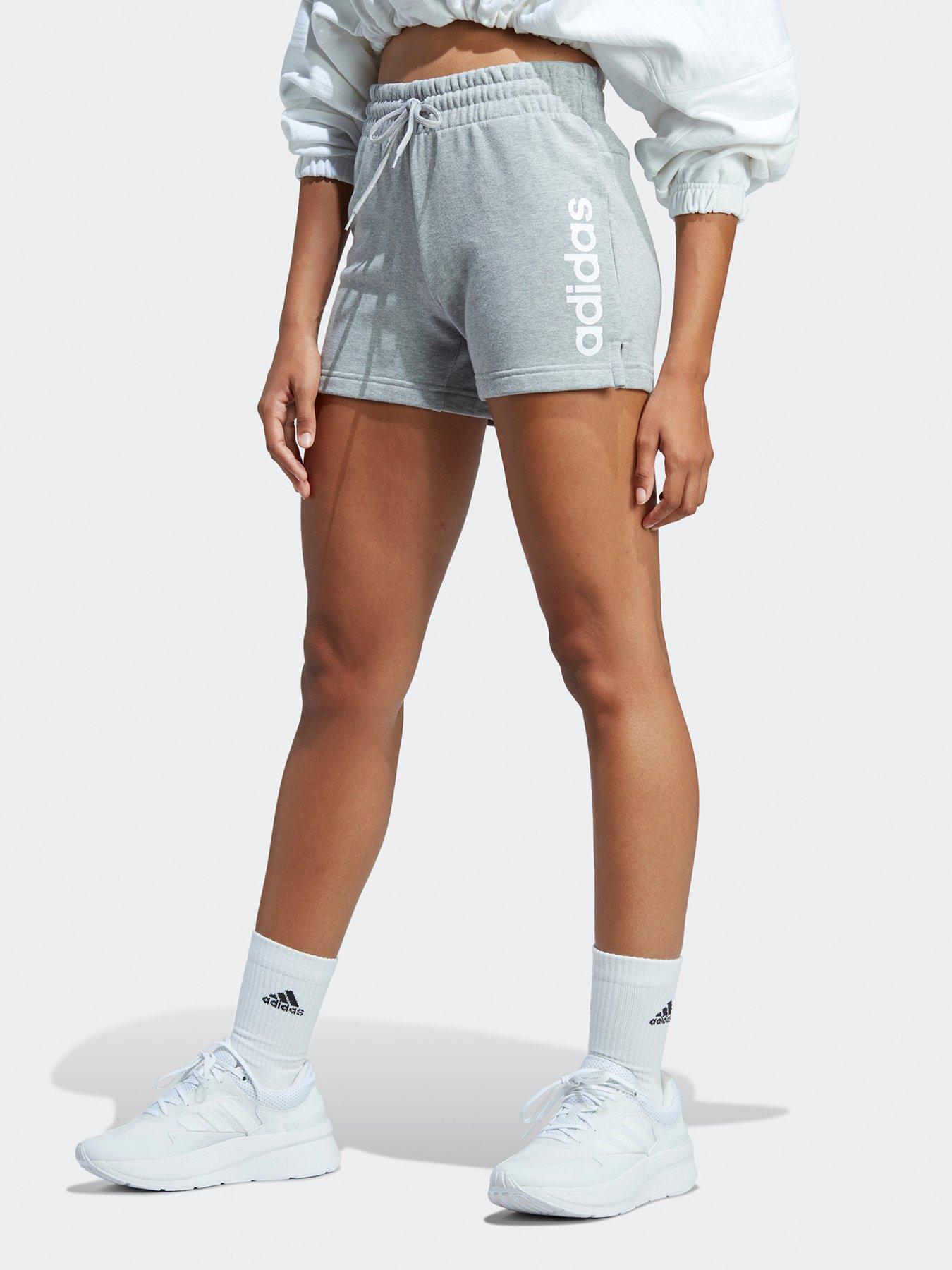 adidas-sportswear-womens-linear-french-terry-shorts-greywhite