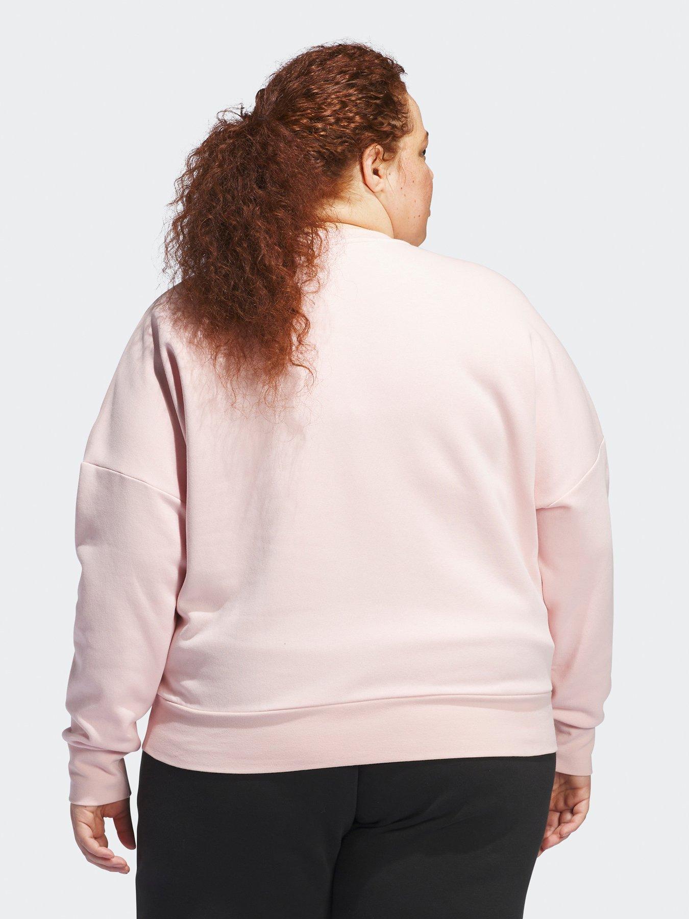 adidas-sportswear-womens-small-logo-feel-cozy-crew-sweat-plus-size-pinkstillFront