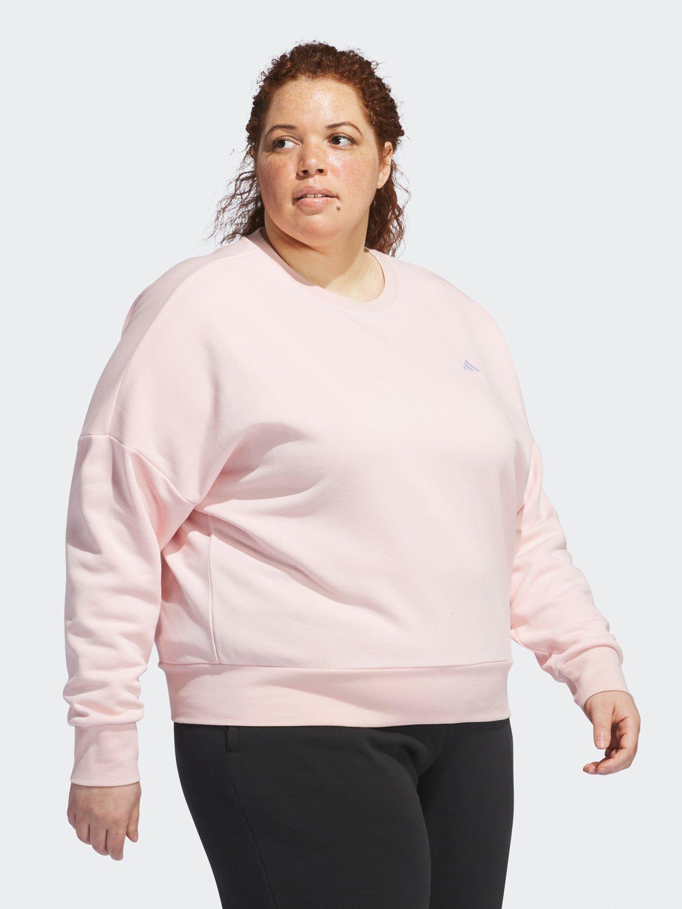 adidas-sportswear-womens-small-logo-feel-cozy-crew-sweat-plus-size-pinkback