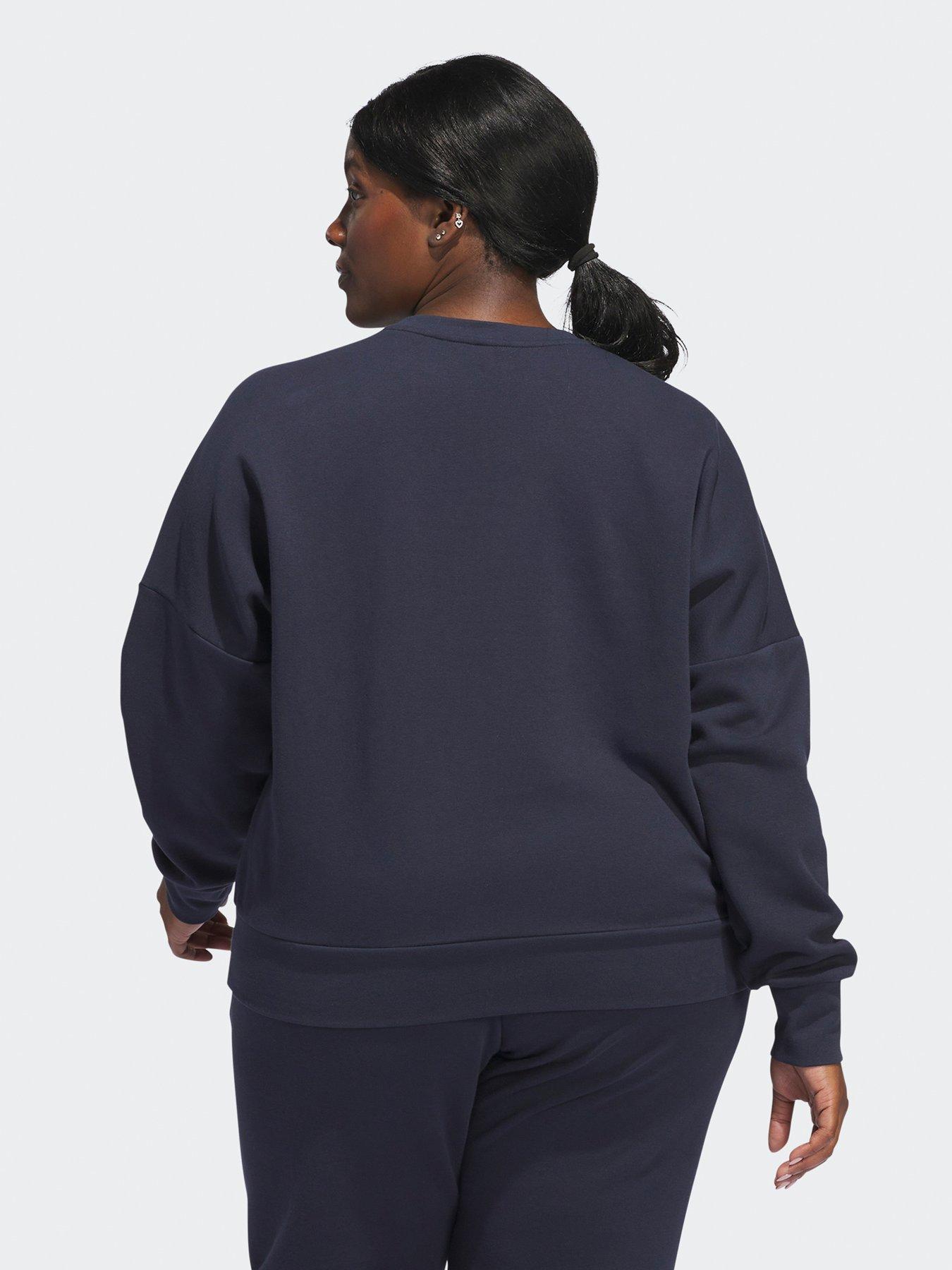 adidas-sportswear-womens-small-logo-feel-cozy-crew-sweat-plus-size-navystillFront