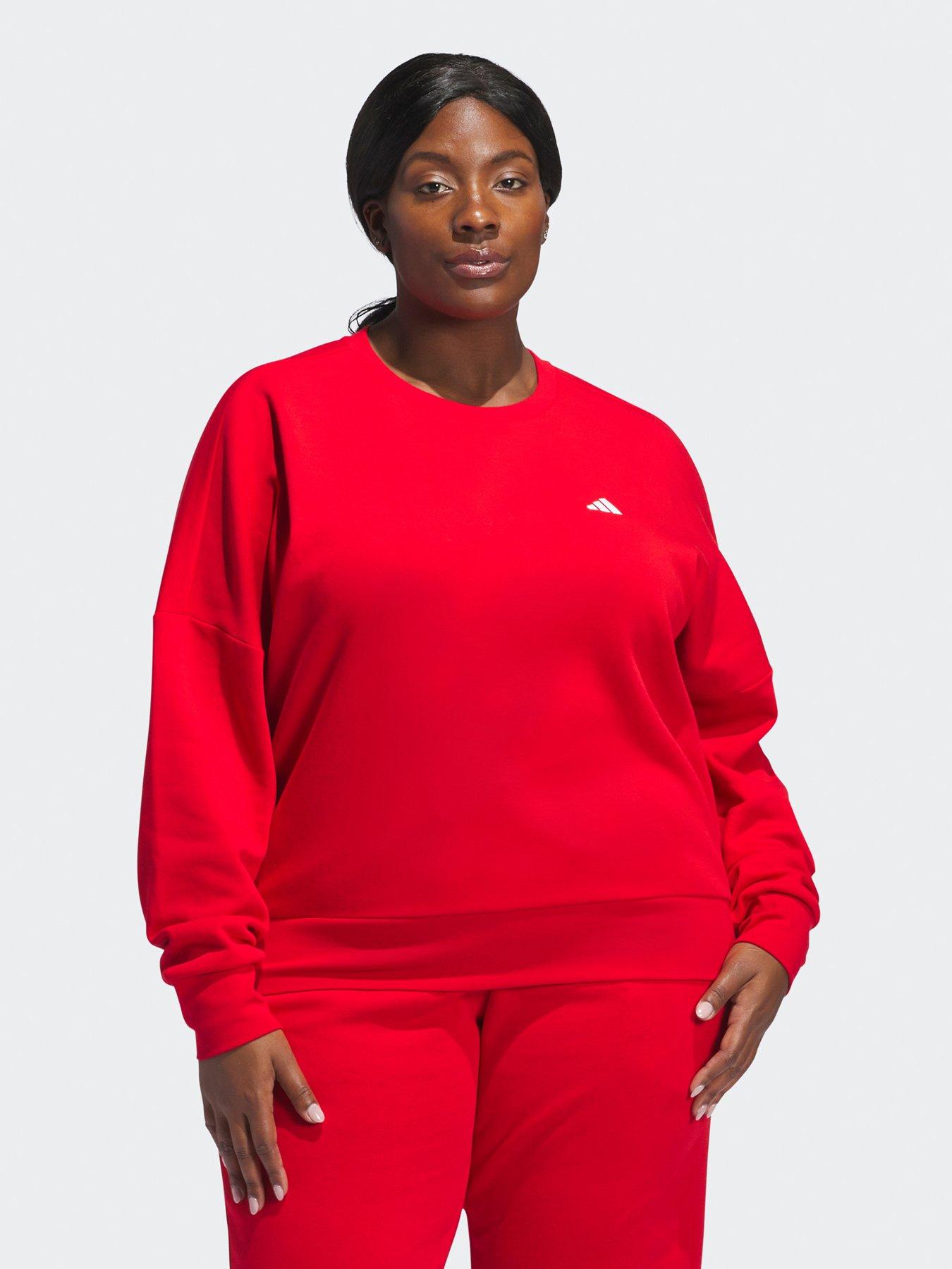 adidas-sportswear-womens-small-logo-feel-cozy-crew-sweat-plus-size-red