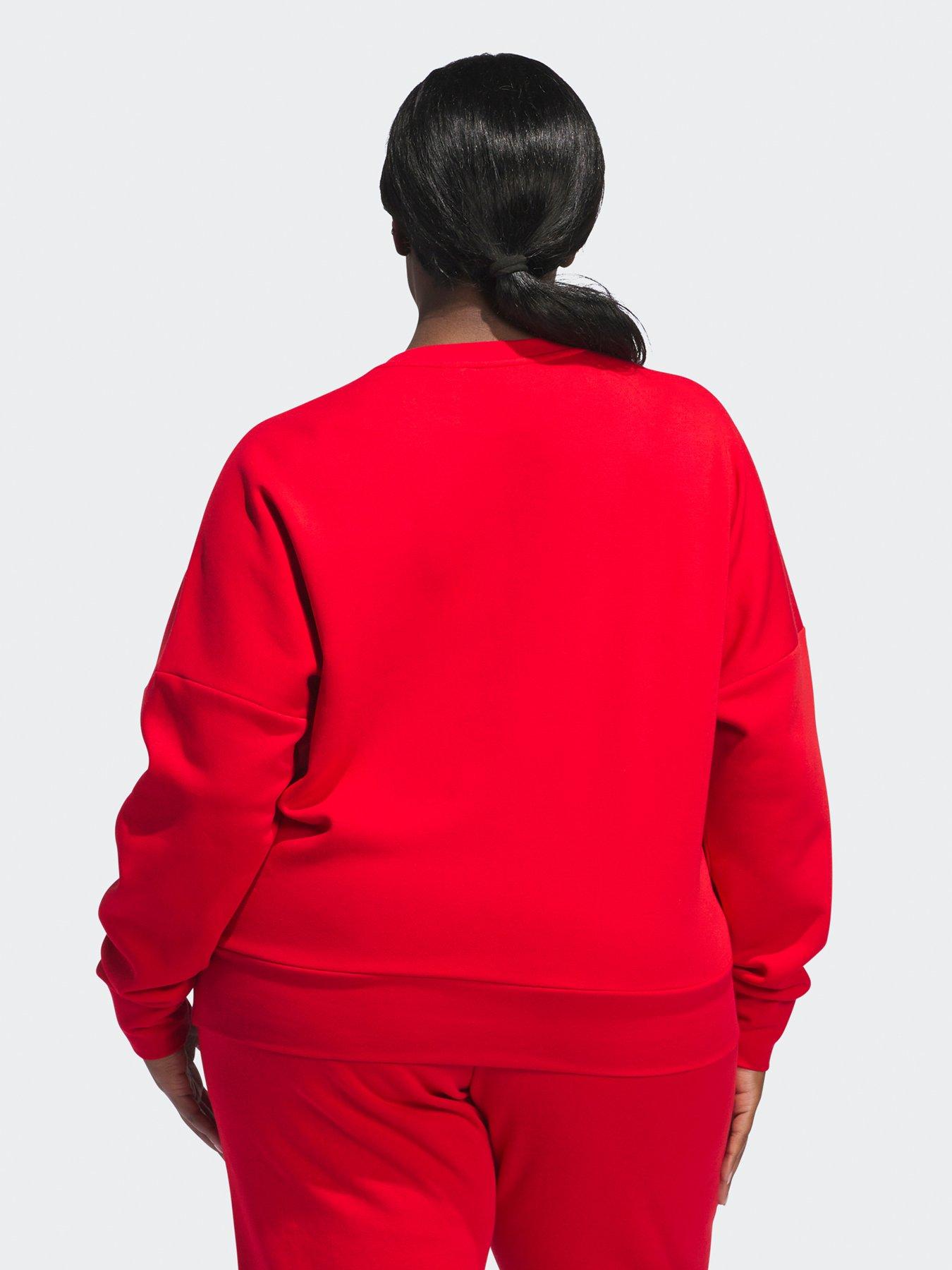 adidas-sportswear-womens-small-logo-feel-cozy-crew-sweat-plus-size-redstillFront