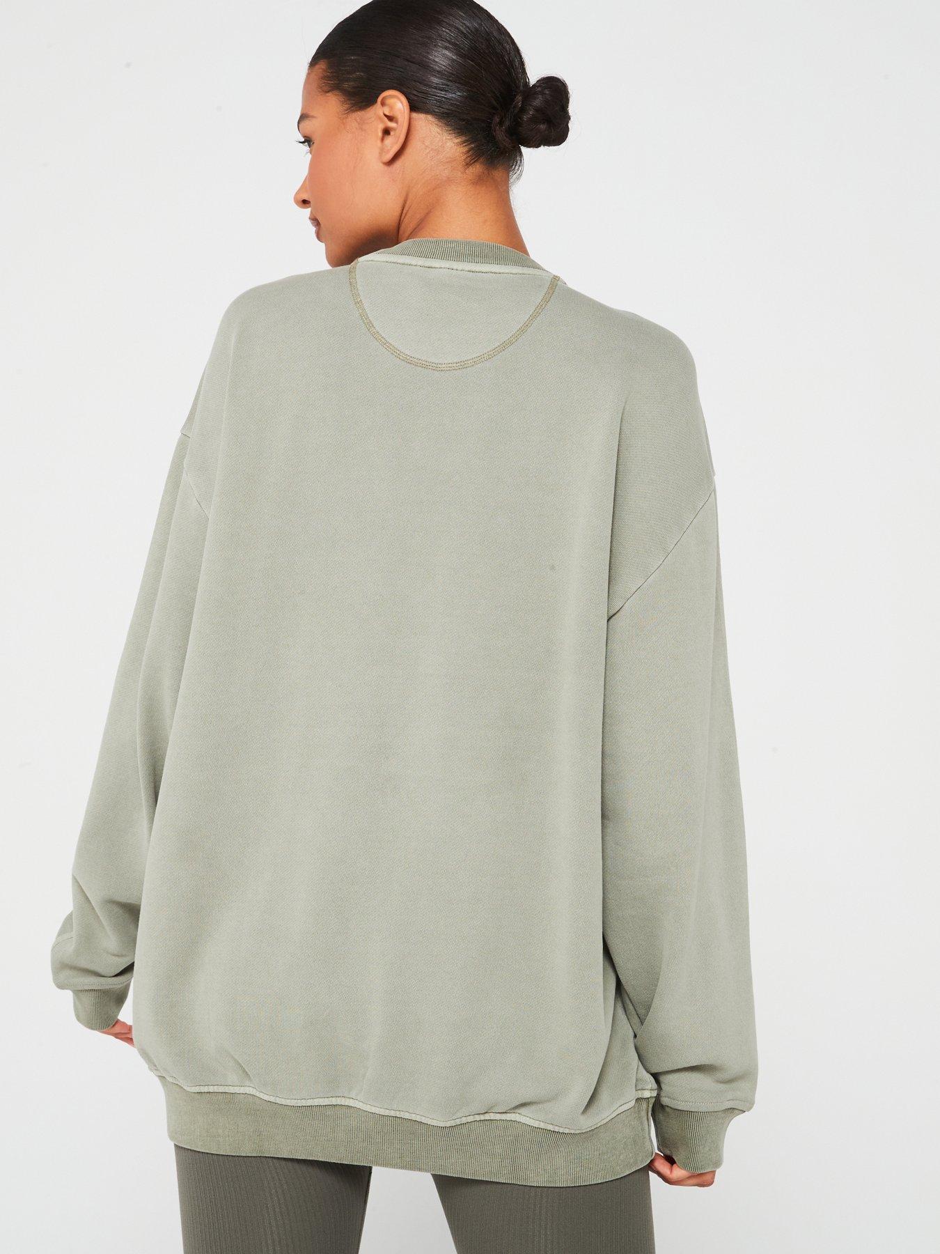 adidas-originals-womens-essentials-oversized-sweatshirt-khaki-olive-stratastillFront