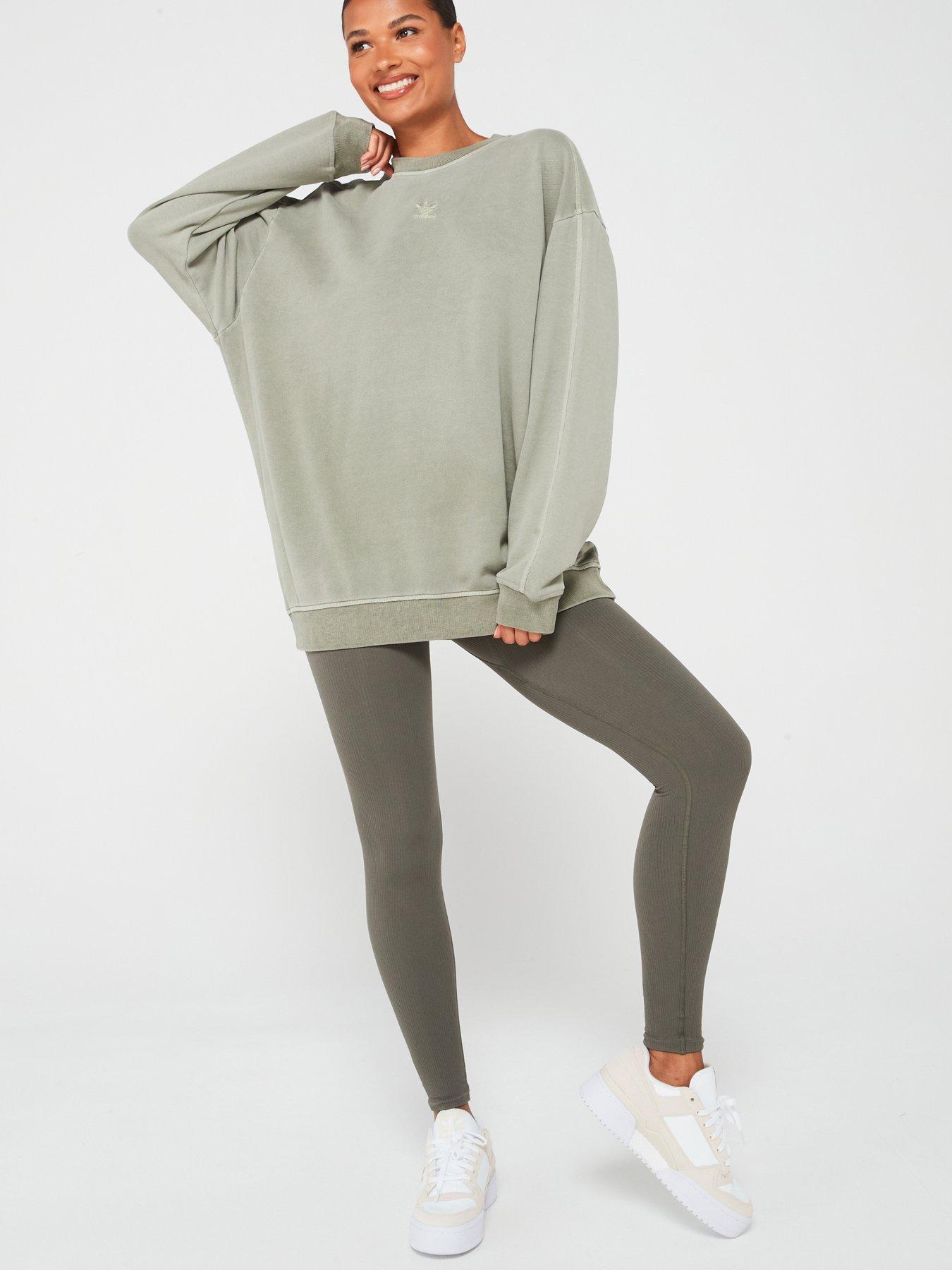 adidas-originals-womens-essentials-oversized-sweatshirt-khaki-olive-strataback