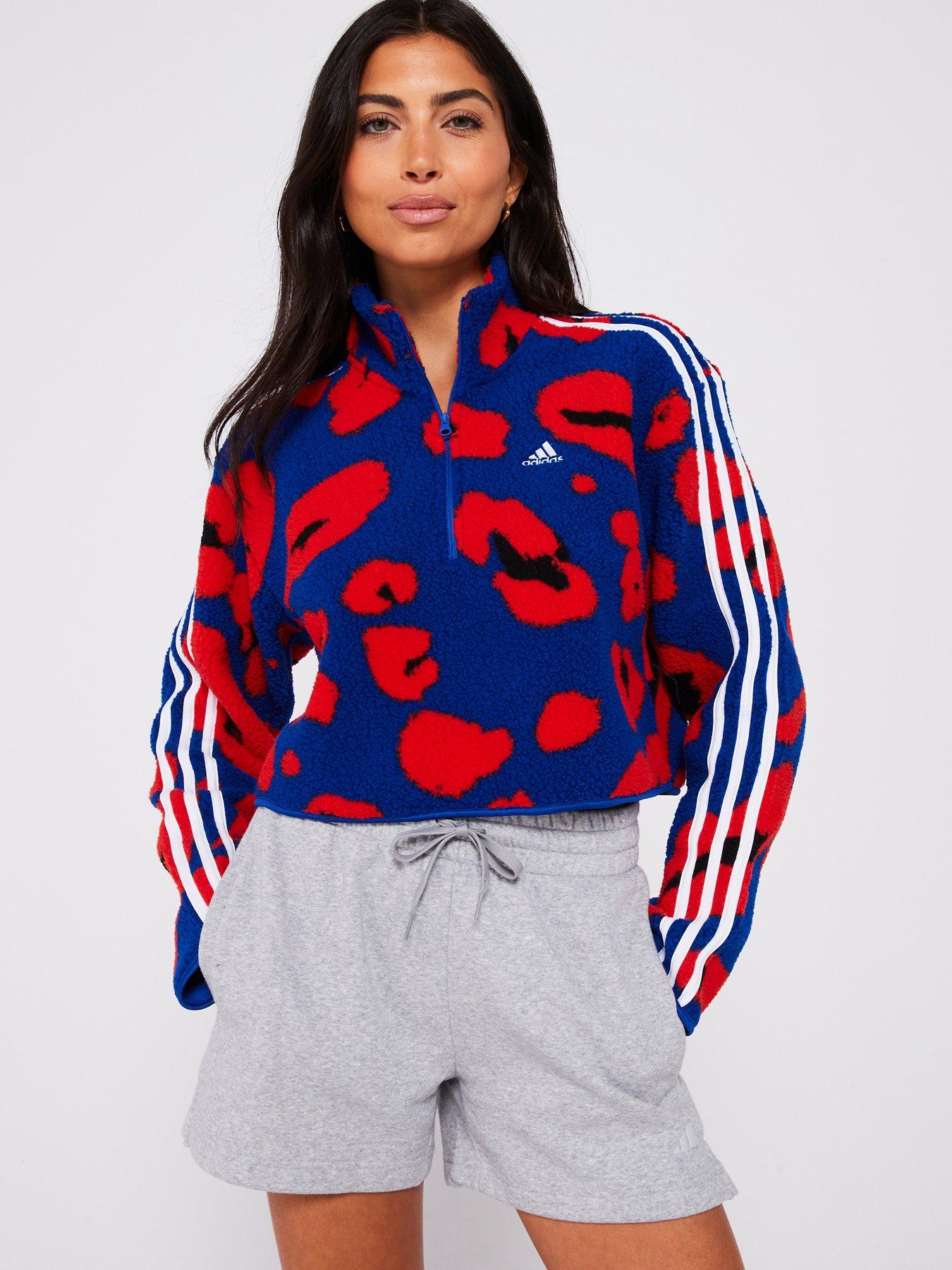 adidas-sportswear-womens-animal-3-stripe-14-zip-bluefront