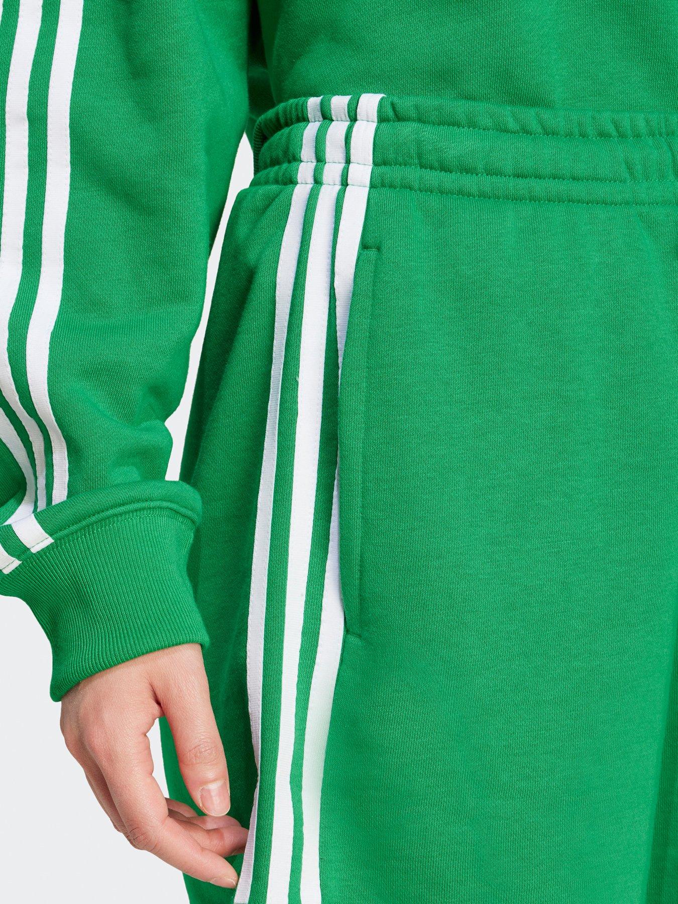 adidas-originals-womens-3-stripe-french-terry-short-greenwhiteoutfit