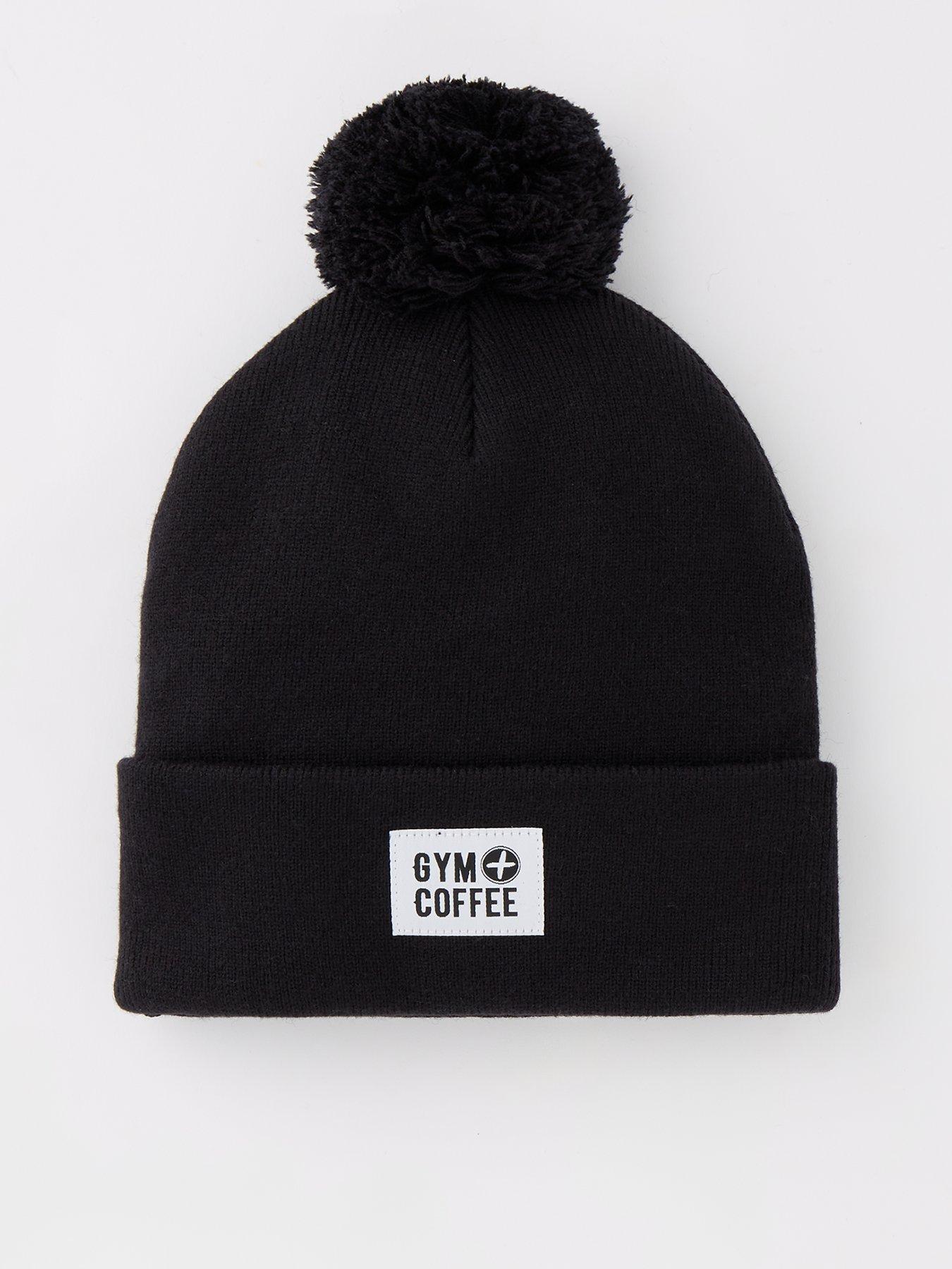 gym-coffee-womens-training-bobble-beanie-blackfront