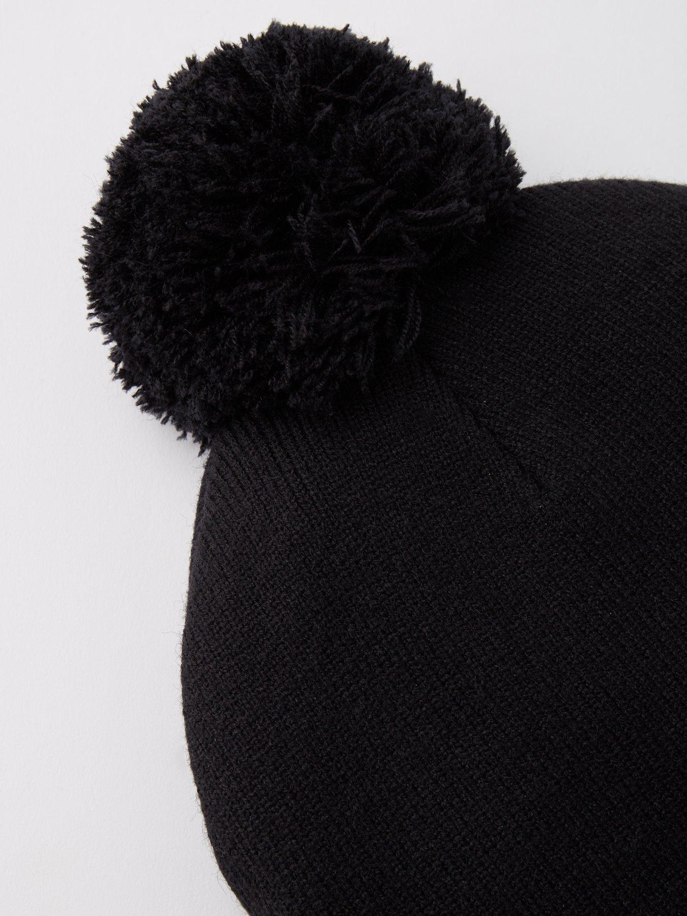 Image 4 of 4 of Gym + Coffee Womens Training Bobble Beanie - Black