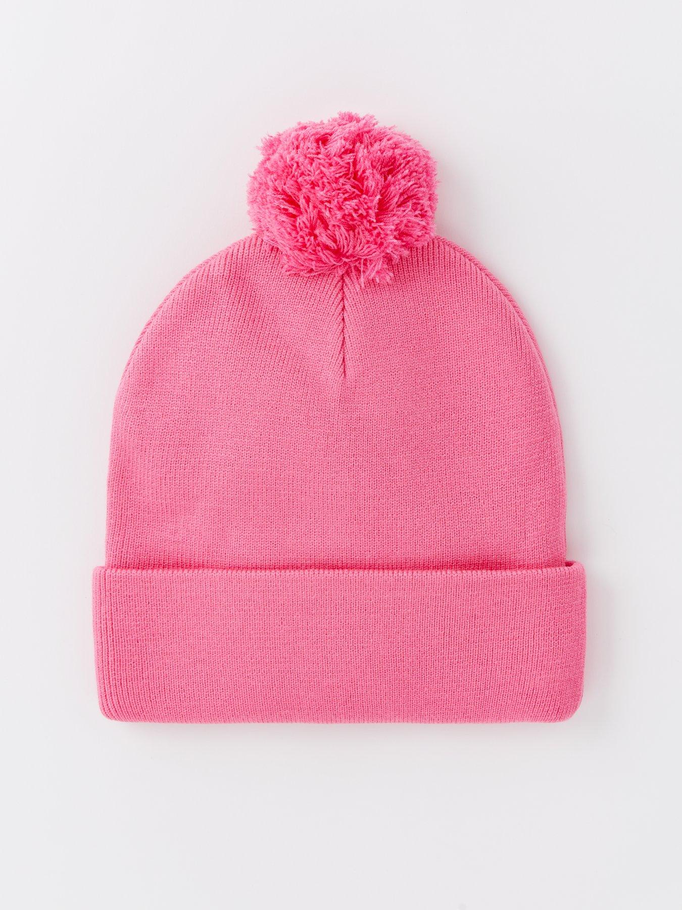 gym-coffee-womens-training-bobble-beanie-pinkback