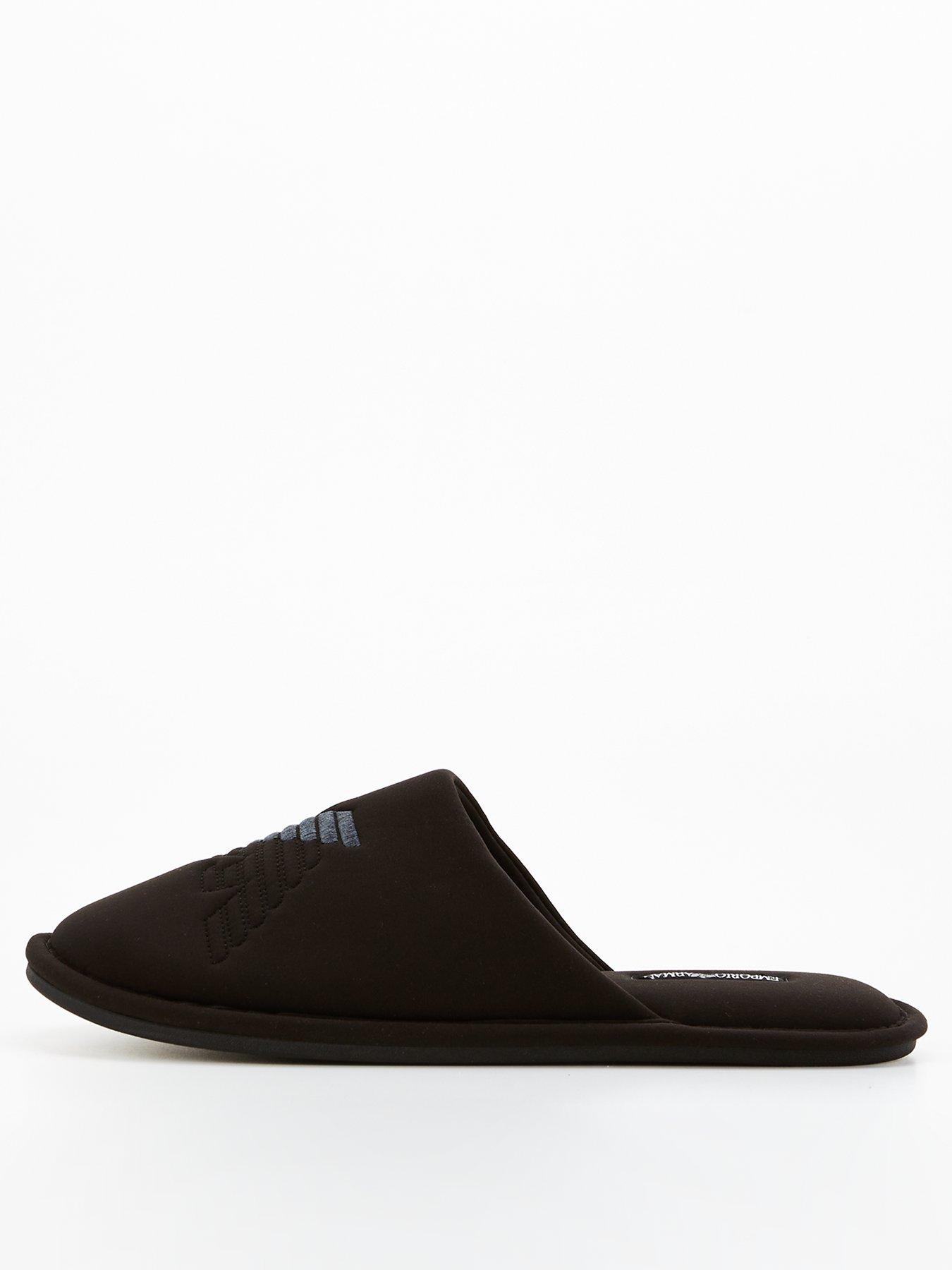 Image 2 of 7 of Emporio Armani Bodywear Emporio Armani Bodywear Eagle Logo Neo Mule Slippers - Black